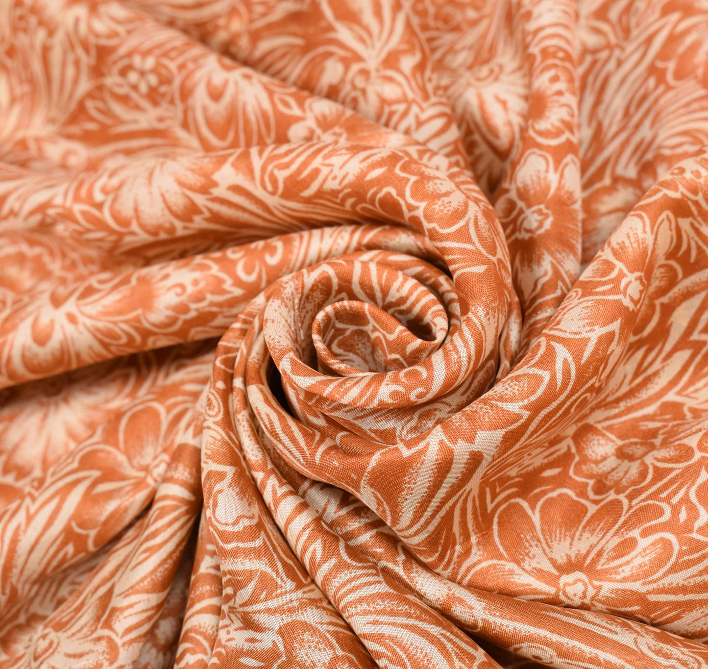 Sushila Vintage Rust Saree Indian Pure Silk Printed Floral Soft Craft Fabric
