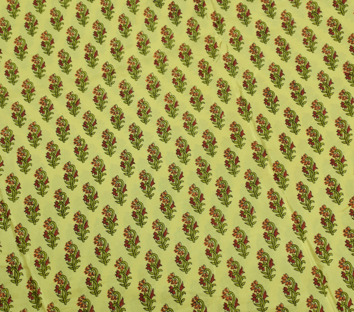 Sushila Vintage Floral Green Saree Red Border Pure Silk Print Soft Craft Fabric