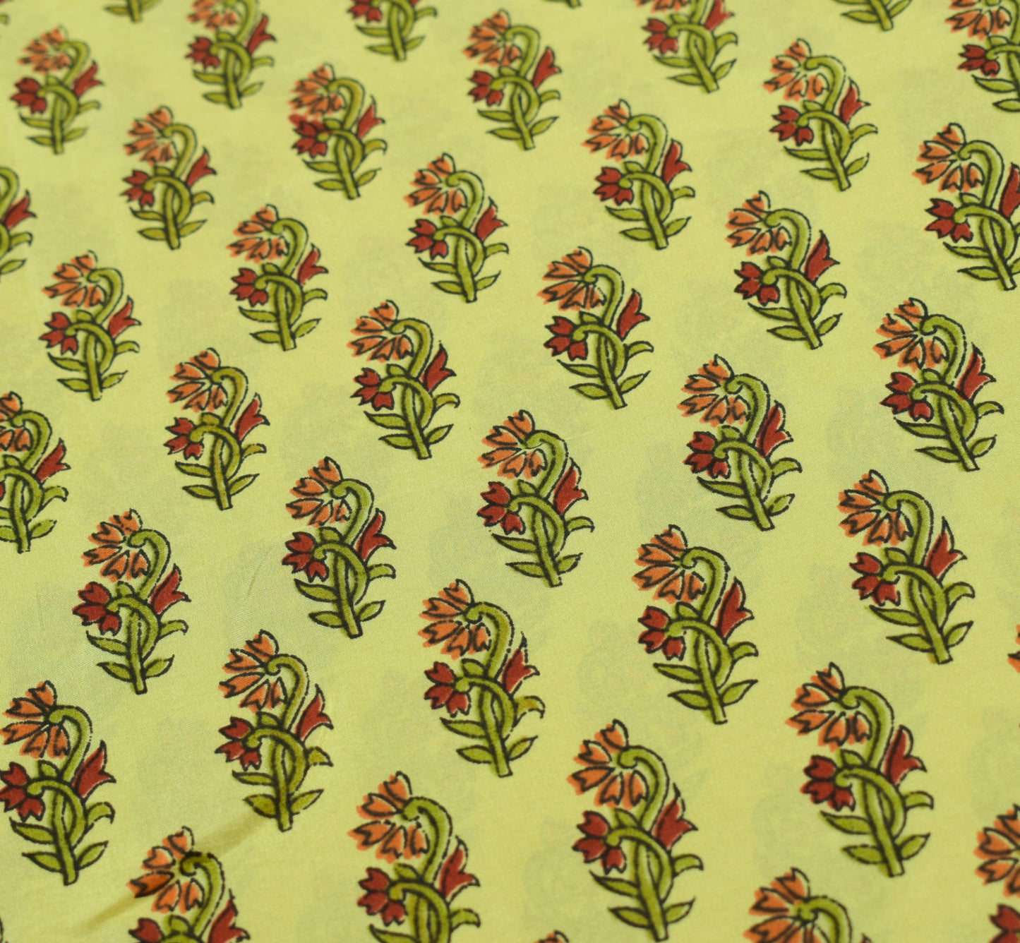 Sushila Vintage Floral Green Saree Red Border Pure Silk Print Soft Craft Fabric