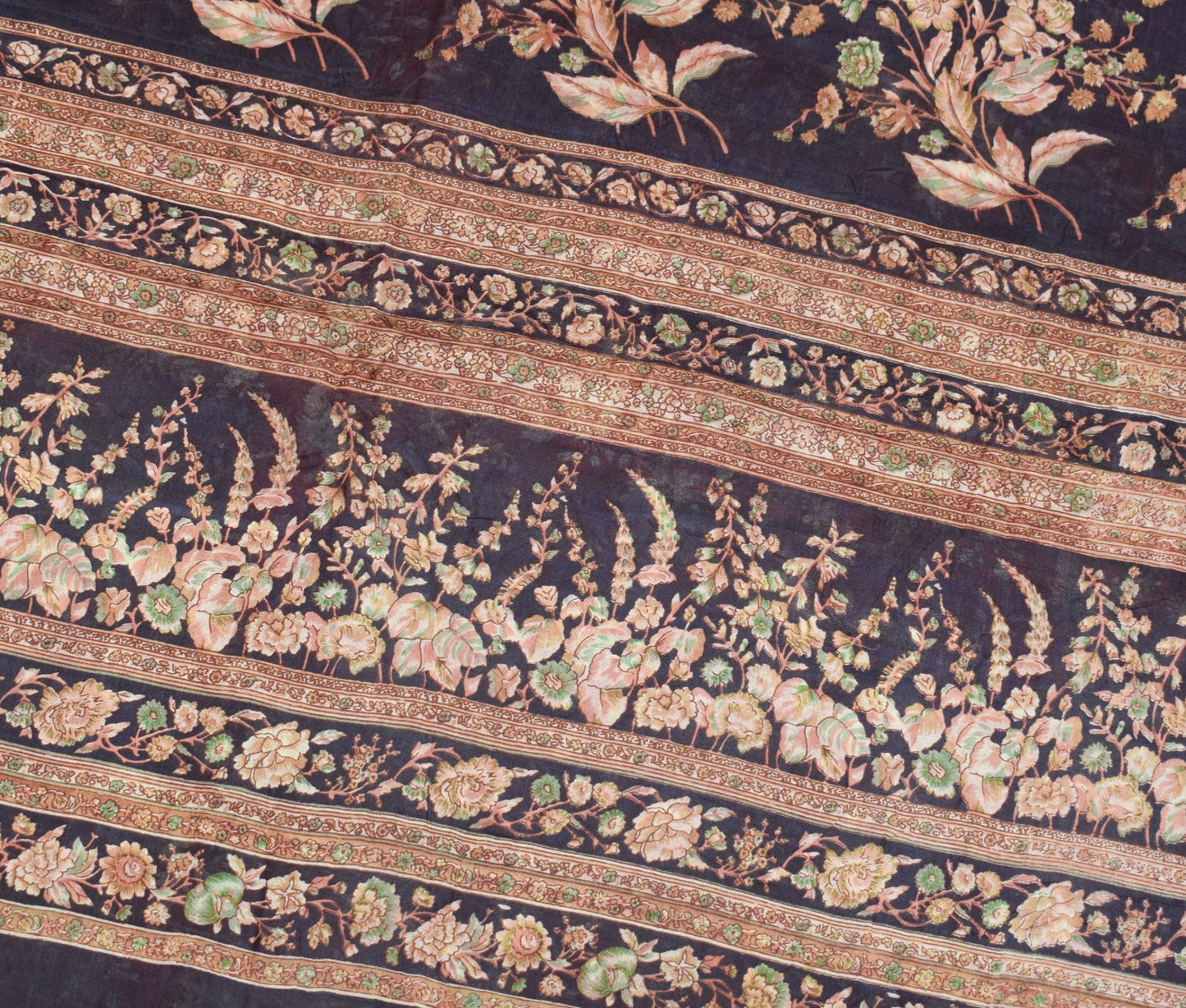 Sushila Vintage Maroon Saree 100% Pure Silk Printed Soft Craft Floral Fabric