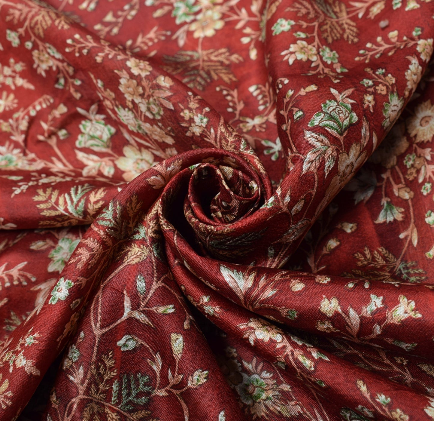 Sushila Vintage Maroon Saree 100% Pure Silk Printed Soft Craft Floral Fabric