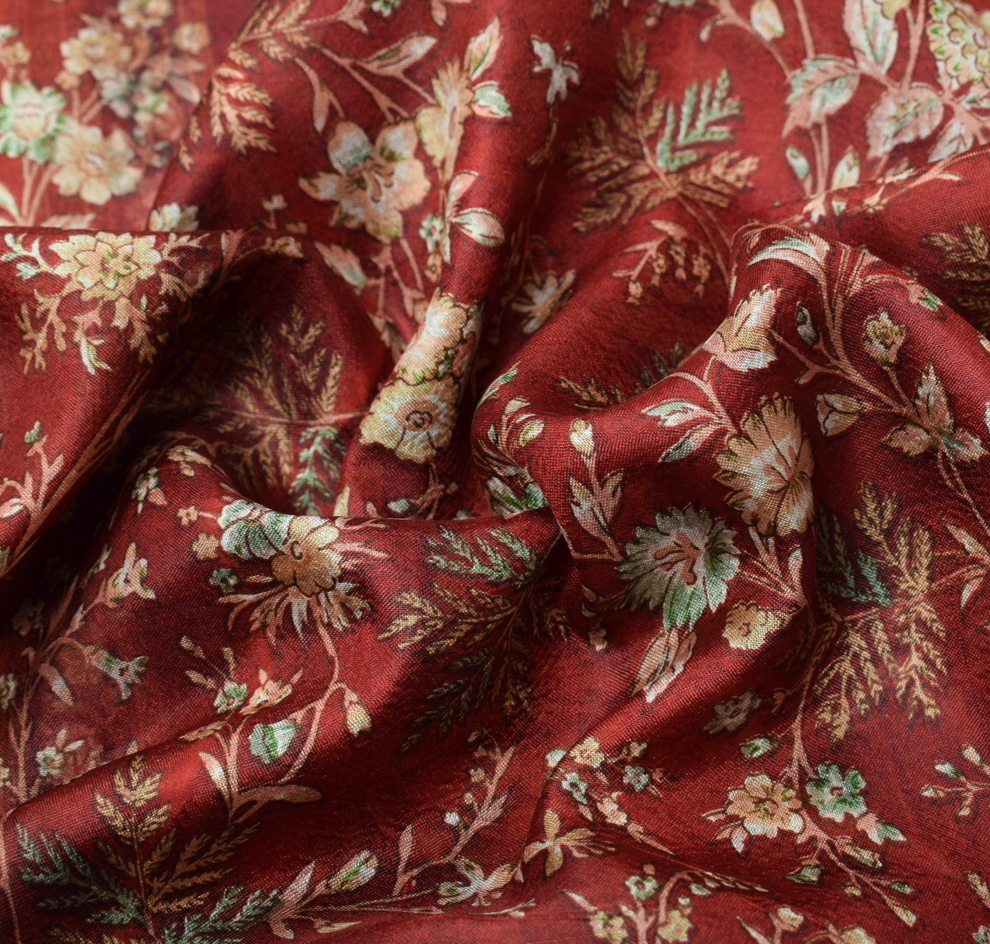 Sushila Vintage Maroon Saree 100% Pure Silk Printed Soft Craft Floral Fabric