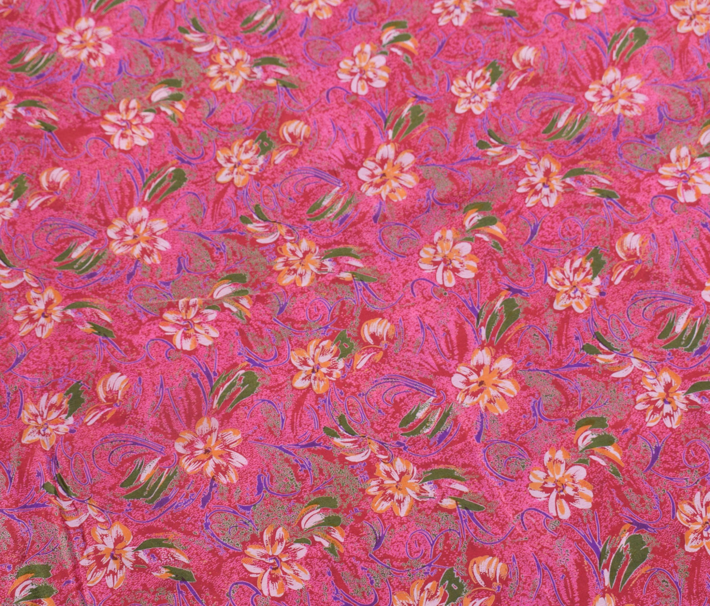 Sushila Vintage Maroon Saree 100%Pure Silk Printed Floral Soft Sari Craft Fabric