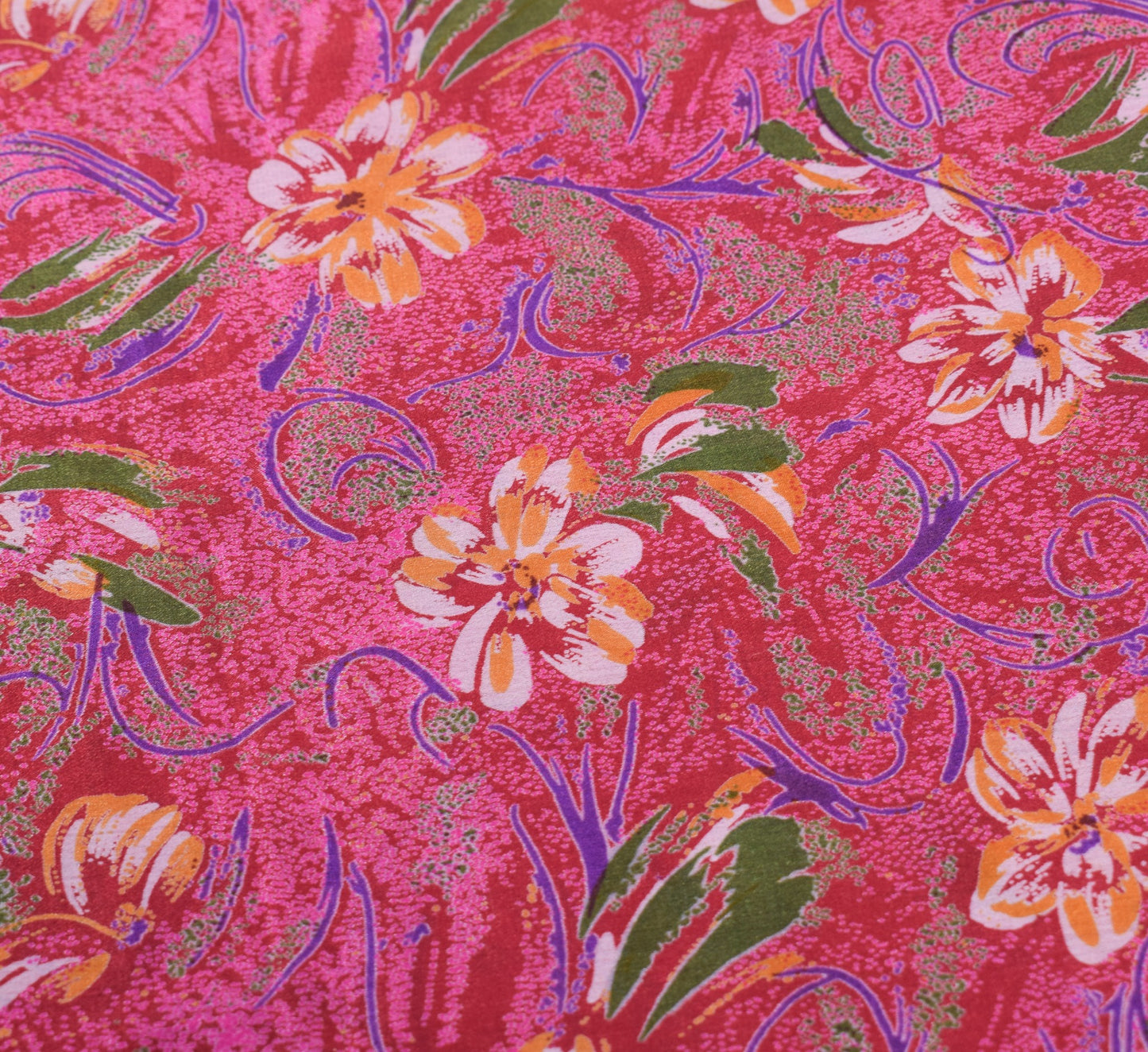 Sushila Vintage Maroon Saree 100%Pure Silk Printed Floral Soft Sari Craft Fabric