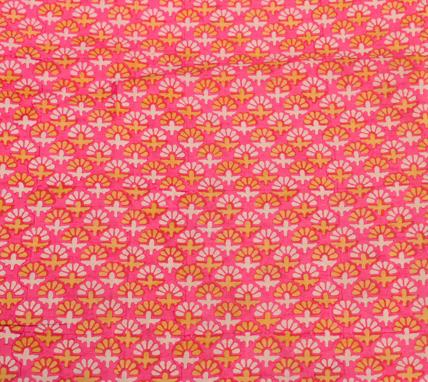 Sushila Vintage Floral Pink Saree Pure Silk Hand Block Printed Soft Craft Fabric