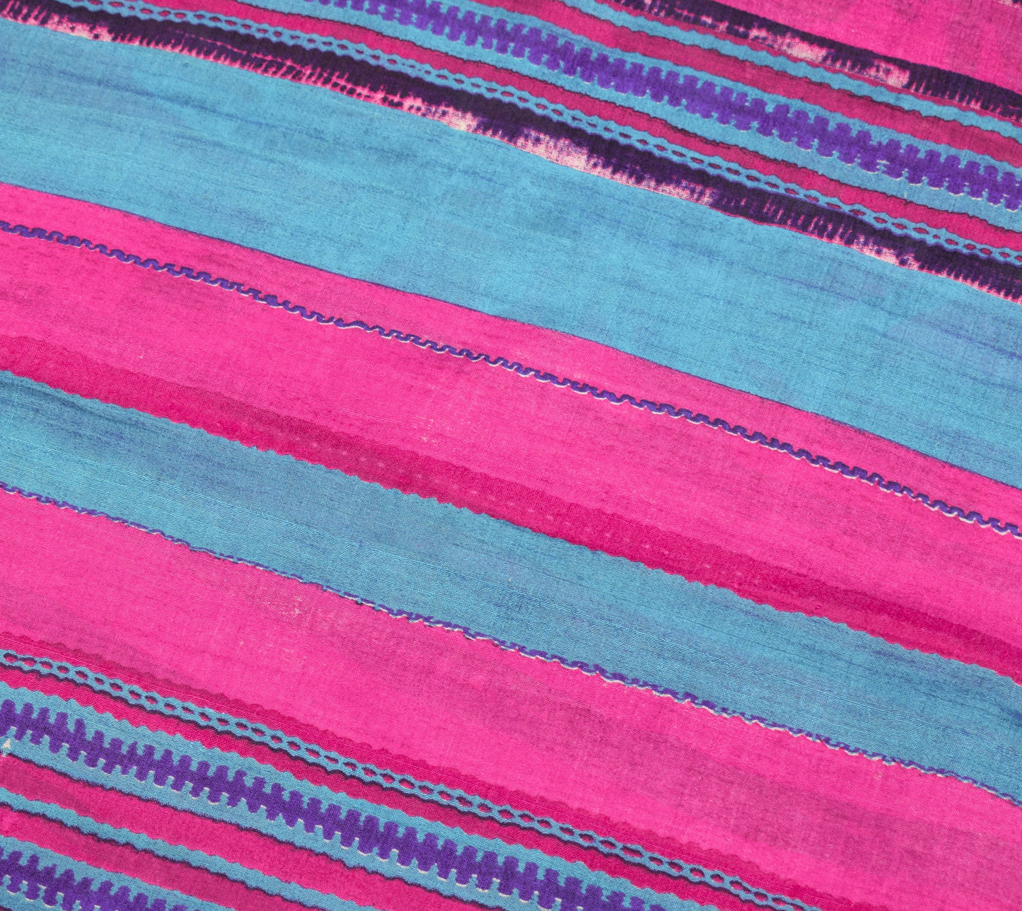 Sushila Vintage Magenta 6 Yard Saree Pure Silk Stripes Printed Soft Craft Fabric