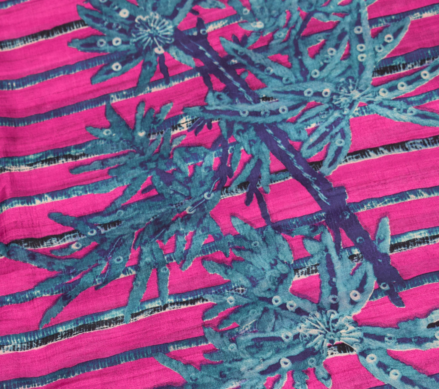 Sushila Vintage Magenta 6 Yard Saree Pure Silk Stripes Printed Soft Craft Fabric