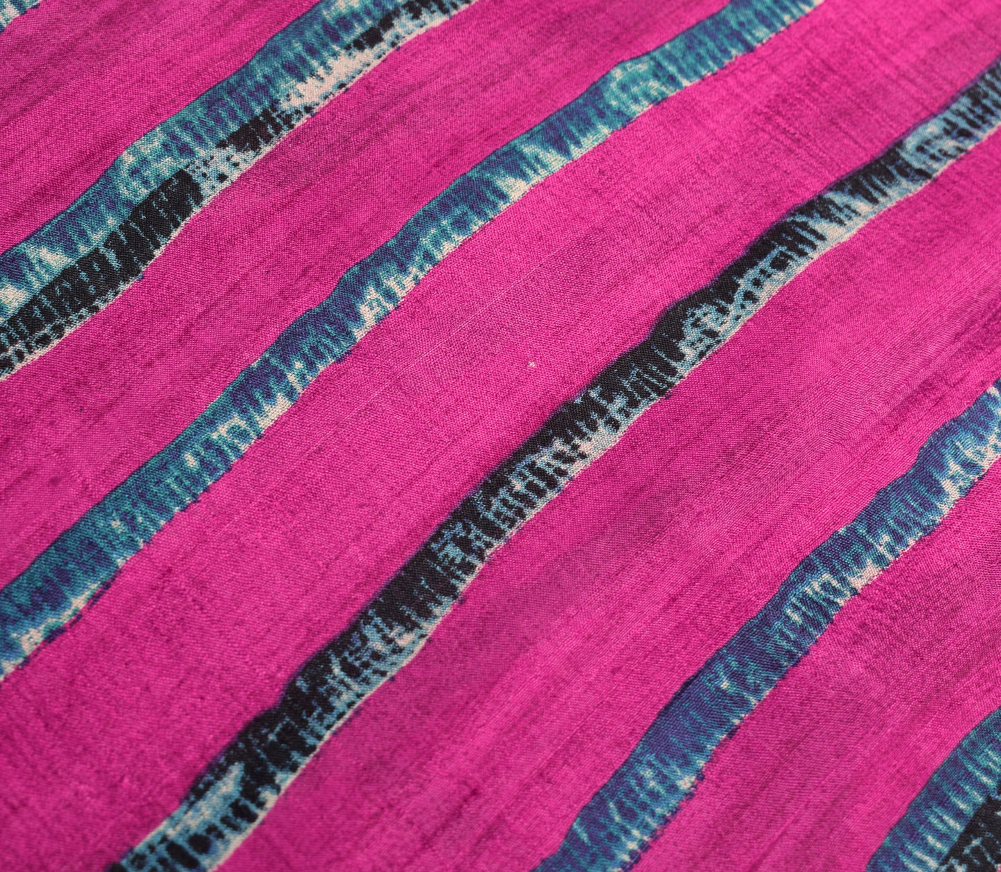 Sushila Vintage Magenta 6 Yard Saree Pure Silk Stripes Printed Soft Craft Fabric