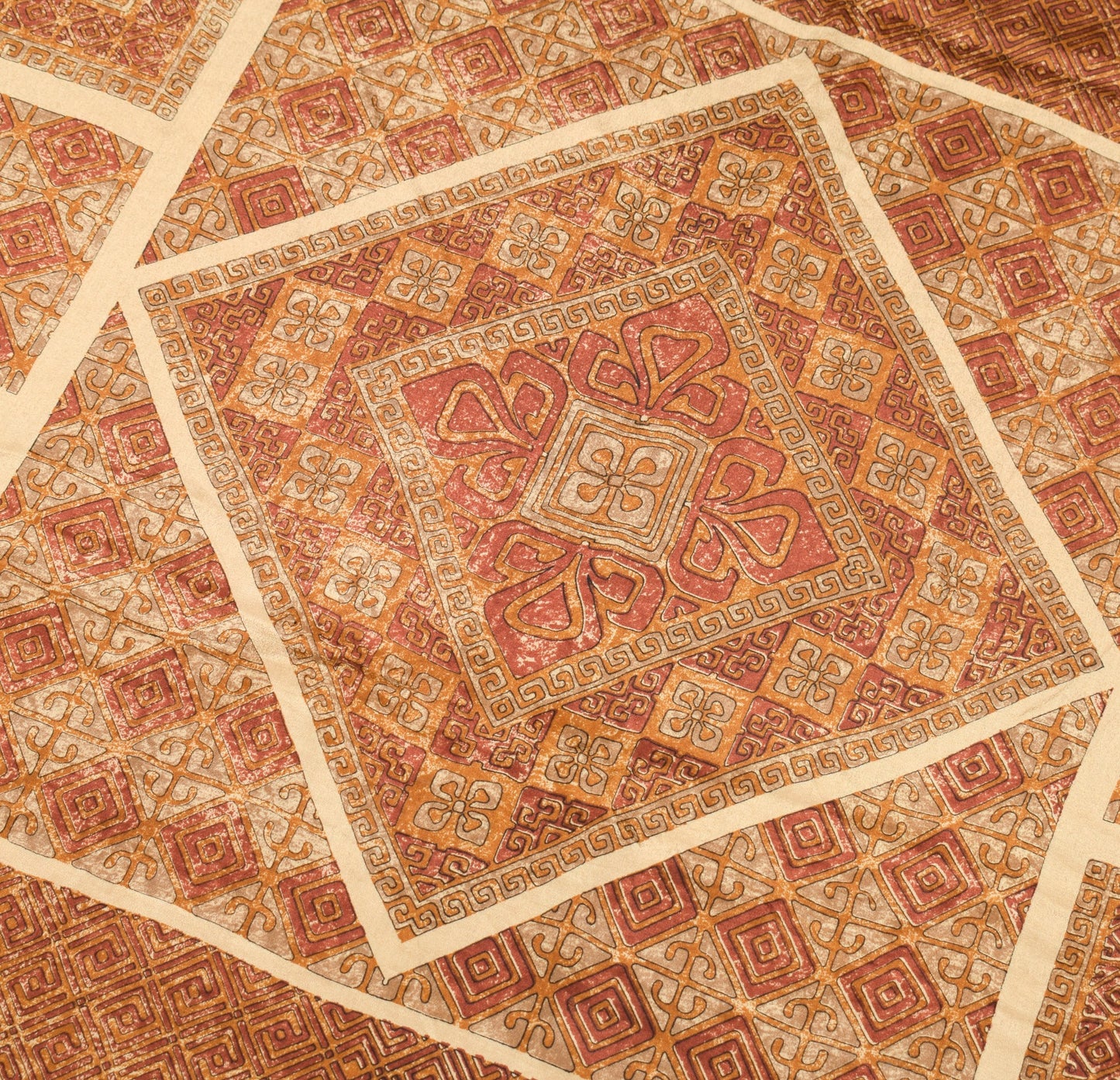 Sushila Vintage Brown Saree 100% Pure Chinnon Silk Printed 6Yd Soft Craft Fabric