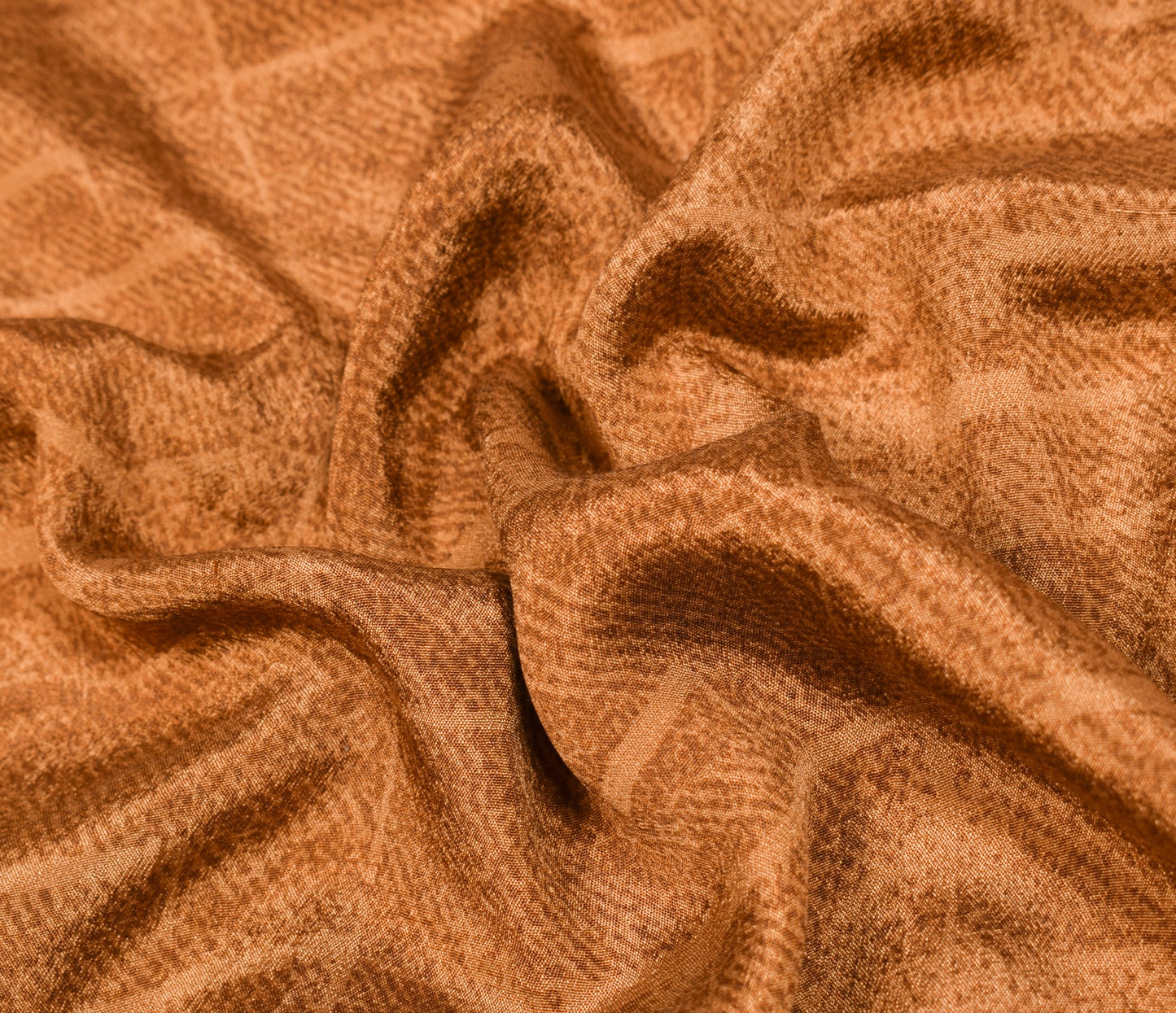 Sushila Vintage Brown Saree 100% Pure Chinnon Silk Printed 6Yd Soft Craft Fabric