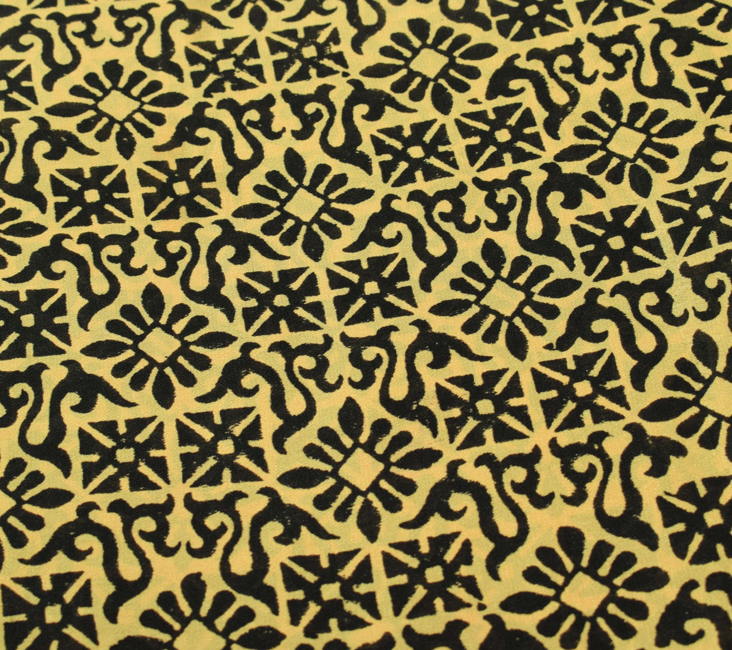 Sushila Vintage Hand Block Printed Saree 100% Pure Silk Cream Soft Craft Fabric