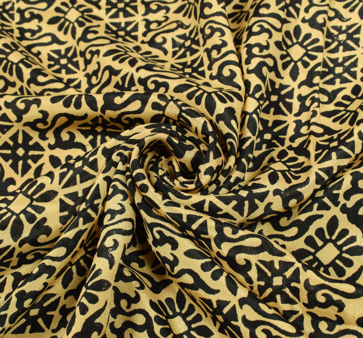 Sushila Vintage Hand Block Printed Saree 100% Pure Silk Cream Soft Craft Fabric