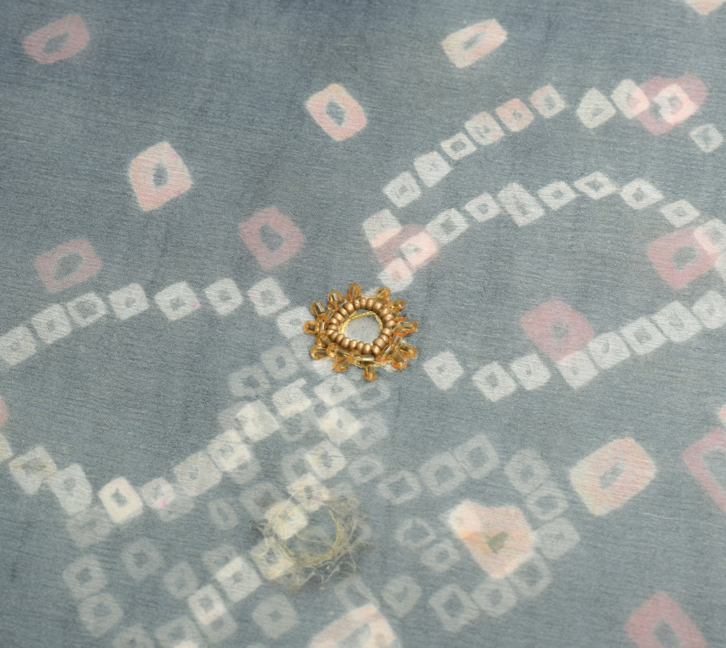 Sushila Vintage Gray Saree Pure Chiffon Silk Bandhani Printed Soft Craft Fabric