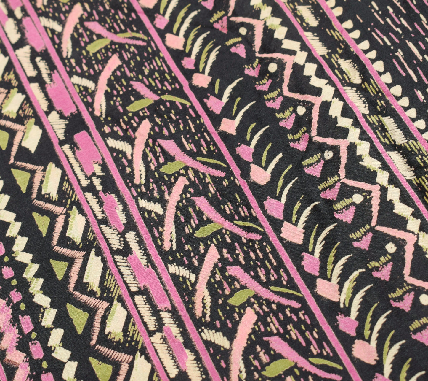 Sushila Vintage Black Abstract Saree Pure Silk Printed Soft 6 Yard Craft Fabric