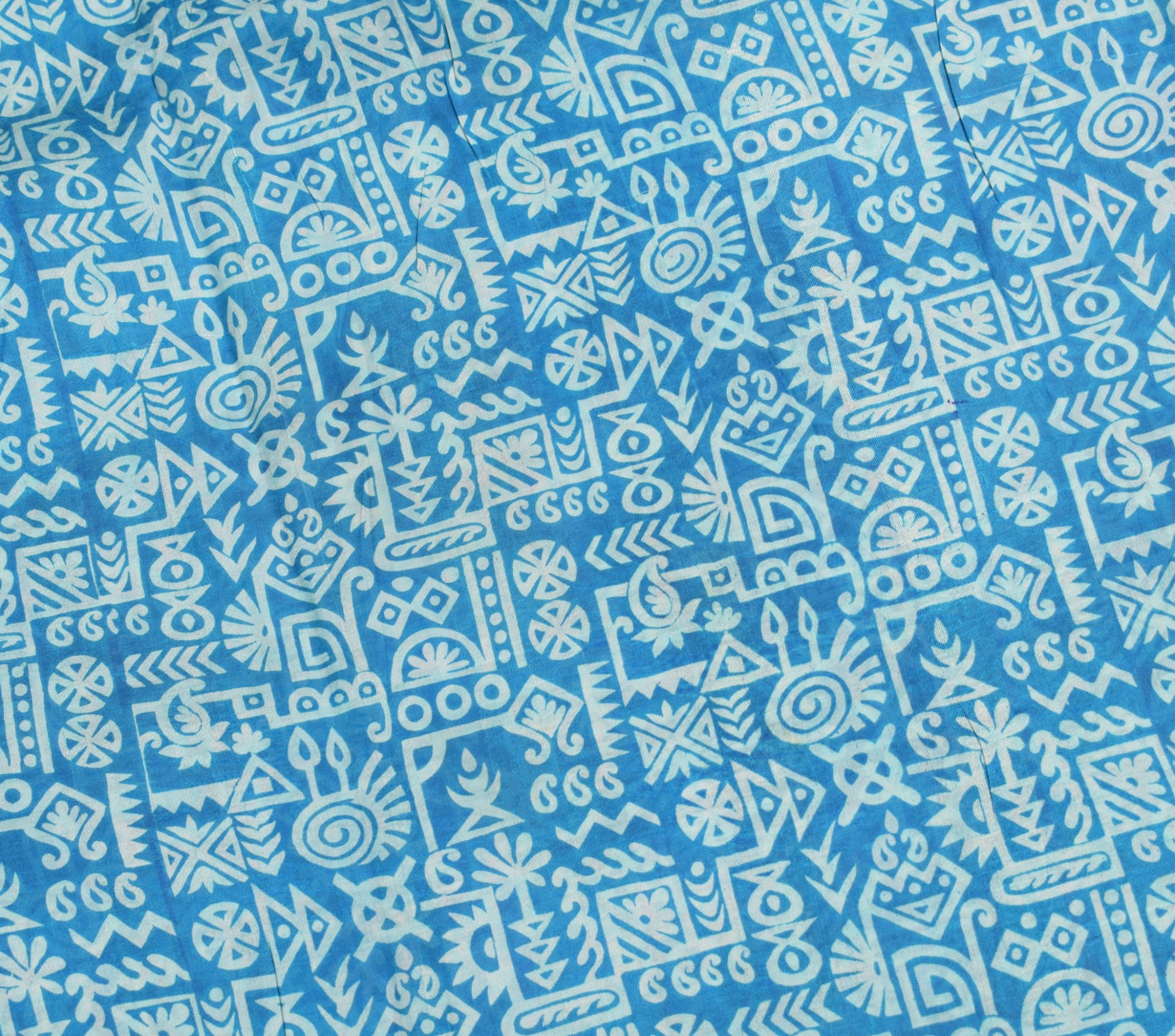 Sushila Vintage Aqua Blue Saree 100% Pure Silk Printed Indian Soft Craft Fabric