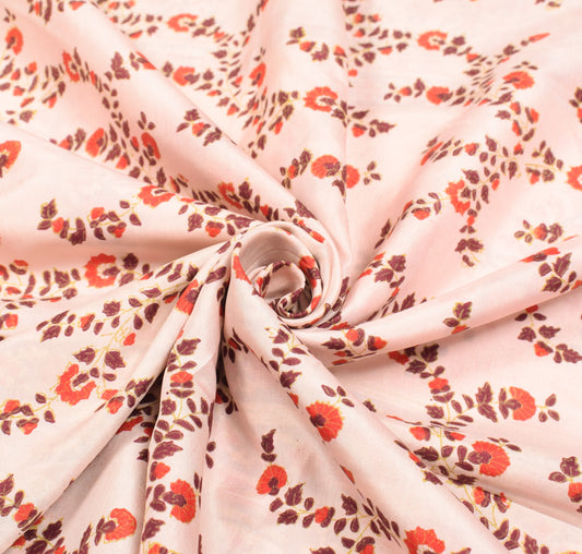 Sushila Vintage Baby Pink Saree 100% Pure Silk Hand Block Printed Soft Fabric
