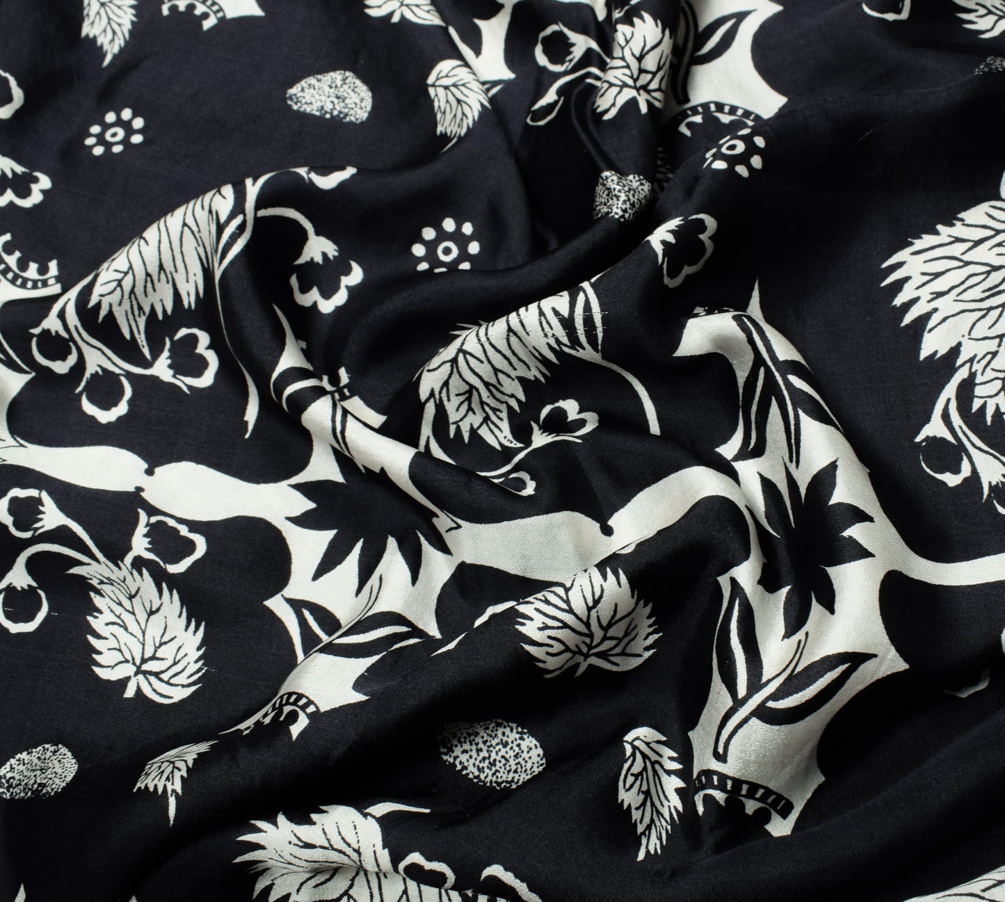 Sushila Vintage Black White Bollywood Saree Pure Satin Silk Printed Soft Fabric