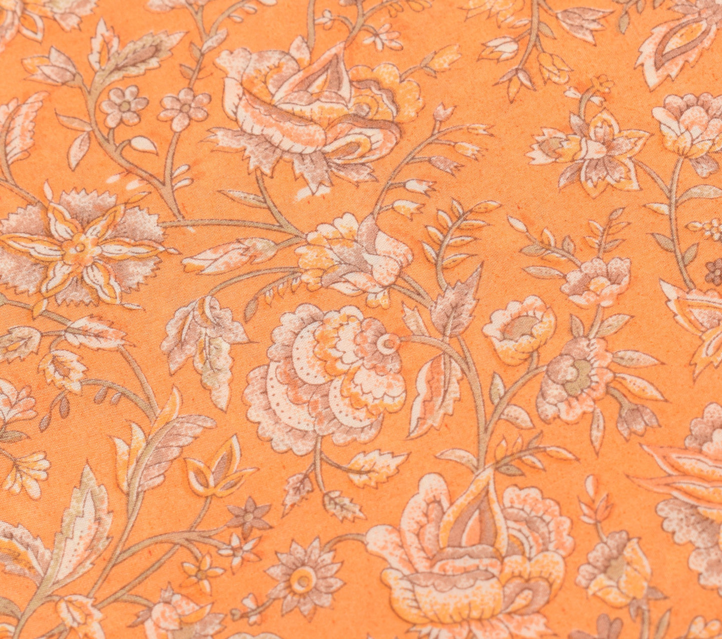 Sushila Vintage 100% Pure Silk Saree Orange Printed Floral 6YD Soft Craft Fabric