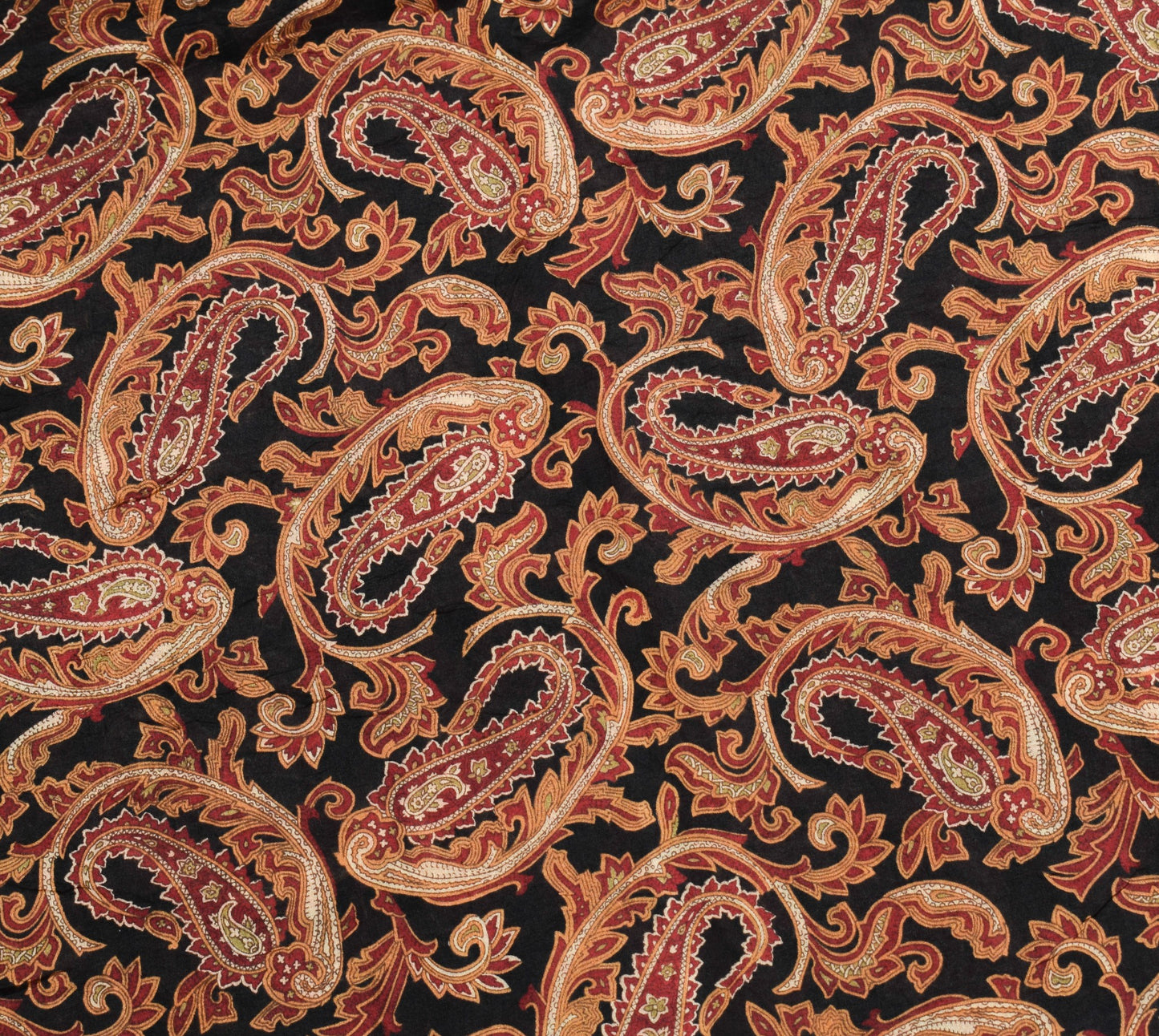 Sushila Vintage Paisley Black Saree 100% Pure Silk Printed Soft Craft Fabric