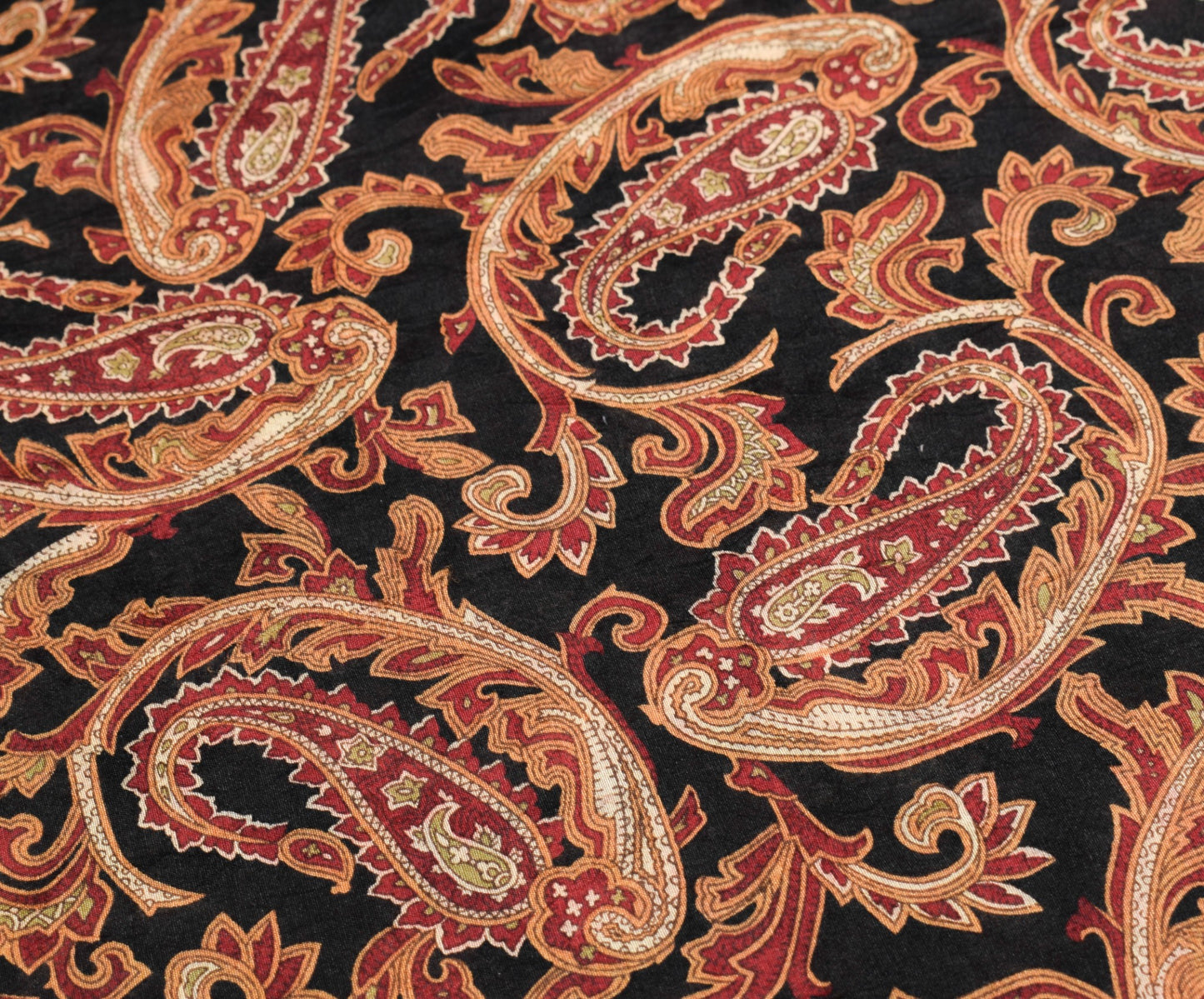 Sushila Vintage Paisley Black Saree 100% Pure Silk Printed Soft Craft Fabric