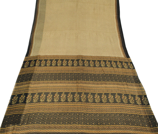 Sushila Vintage Floral Saree 100% Pure Chiffon Silk Printed Soft Craft Fabric