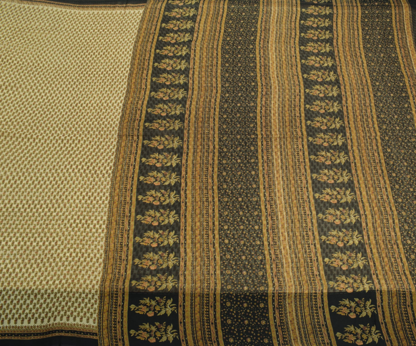 Sushila Vintage Floral Saree 100% Pure Chiffon Silk Printed Soft Craft Fabric