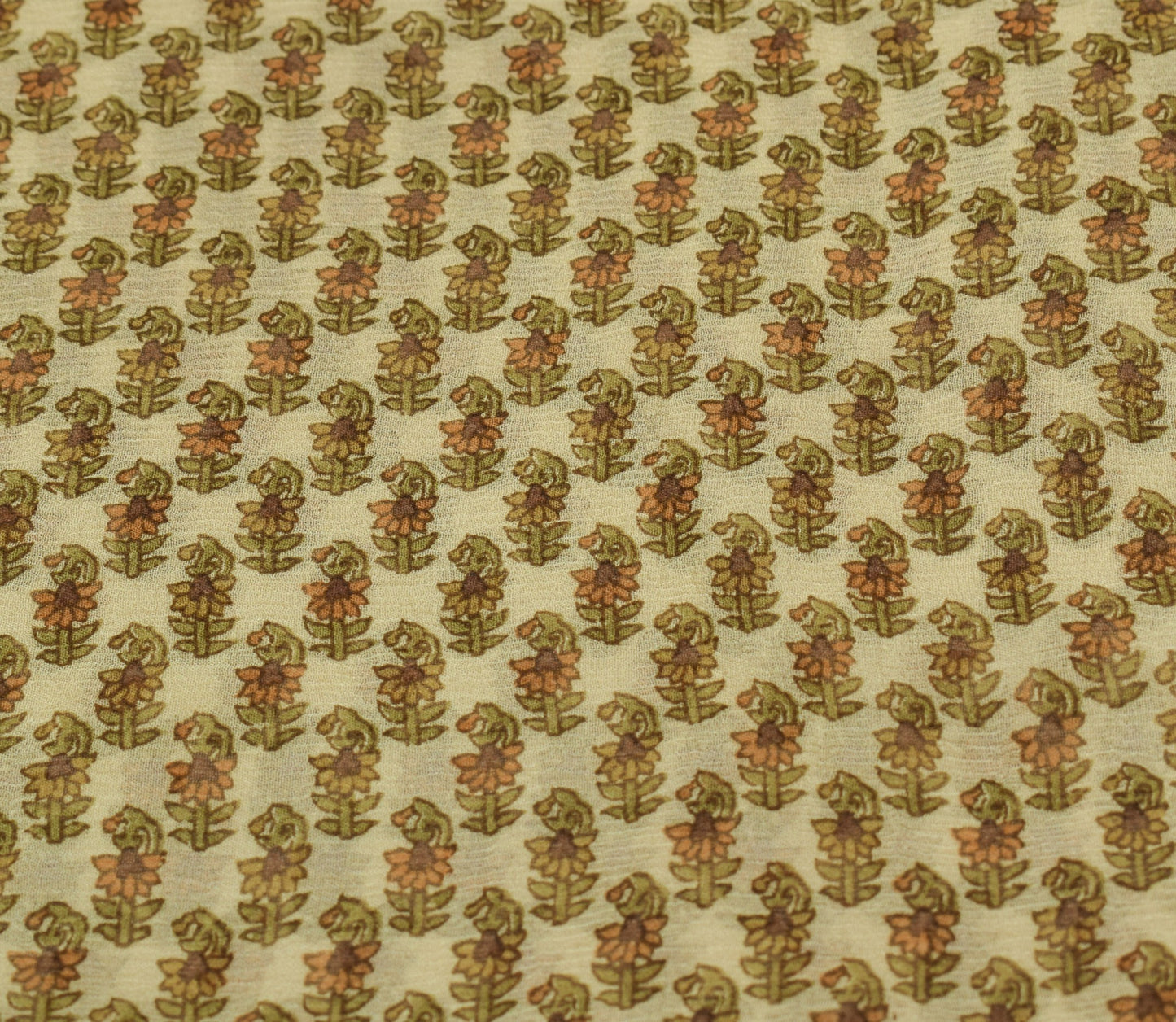 Sushila Vintage Floral Saree 100% Pure Chiffon Silk Printed Soft Craft Fabric