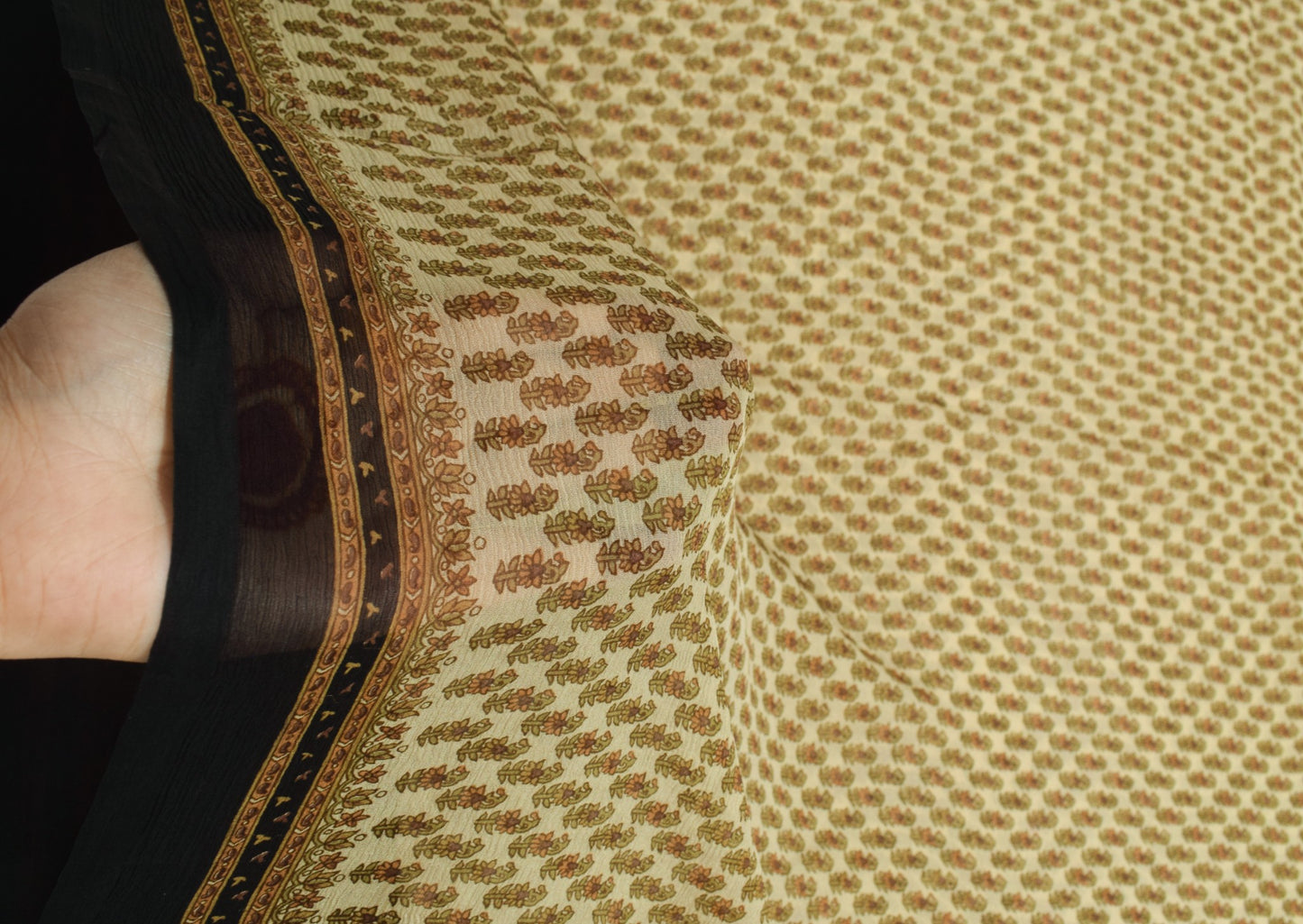 Sushila Vintage Floral Saree 100% Pure Chiffon Silk Printed Soft Craft Fabric