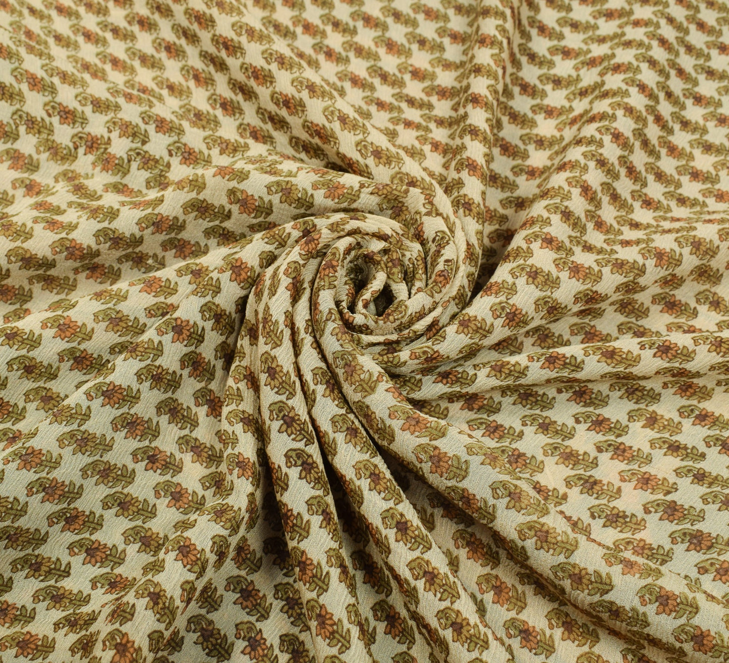 Sushila Vintage Floral Saree 100% Pure Chiffon Silk Printed Soft Craft Fabric