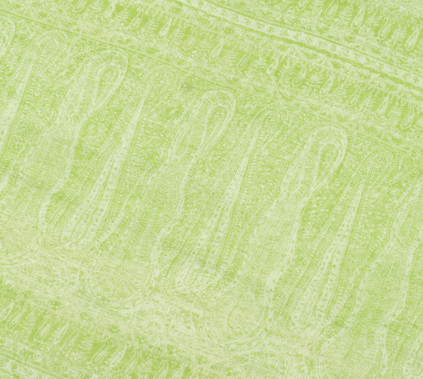 Sushila Vintage Pure Chiffon Silk Saree Green Abstract Printed Soft Craft Fabric