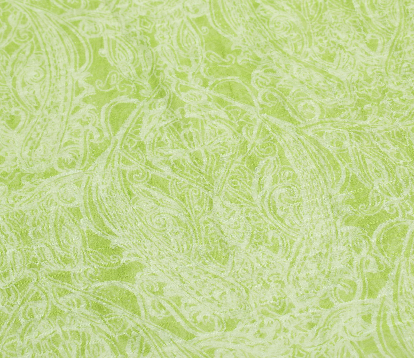 Sushila Vintage Pure Chiffon Silk Saree Green Abstract Printed Soft Craft Fabric