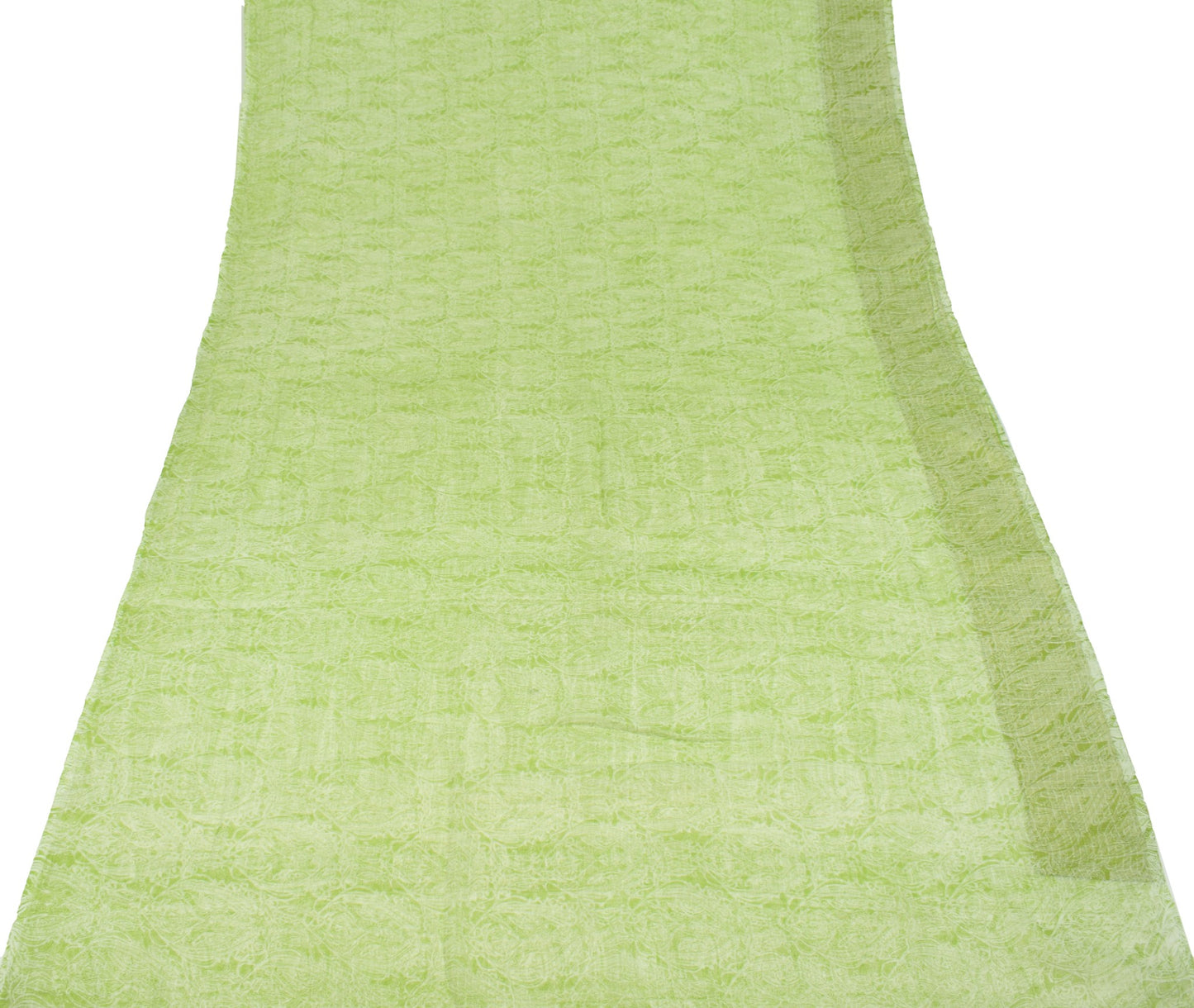 Sushila Vintage Pure Chiffon Silk Saree Green Abstract Printed Soft Craft Fabric