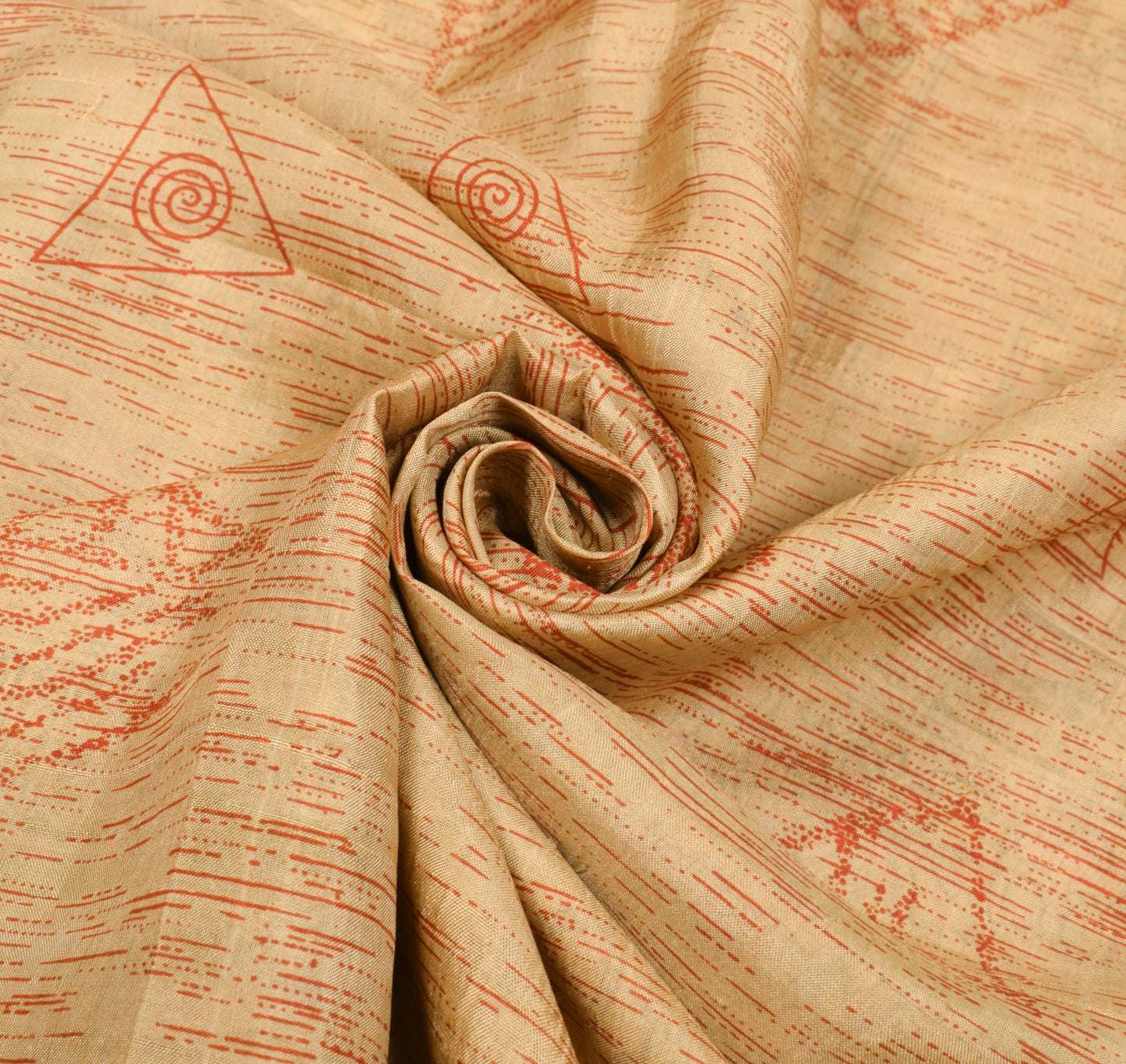 Sushila Vintage Brown Sari Pure Madhubani HandBrush Print Silk 6YD Soft Saree