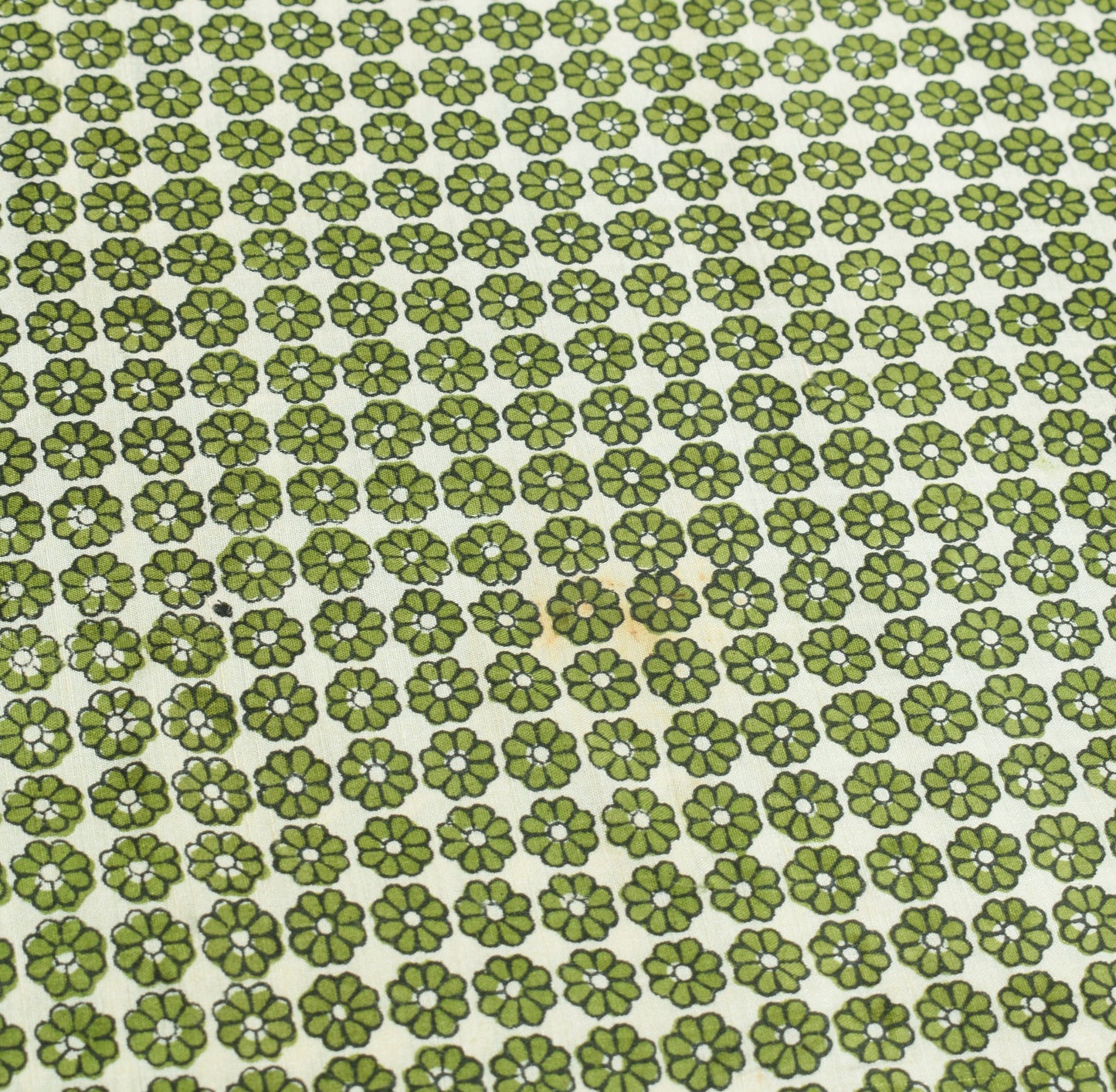 Sushila Vintage White Green Saree Pure Silk Hand Block Printed Soft Craft Fabric