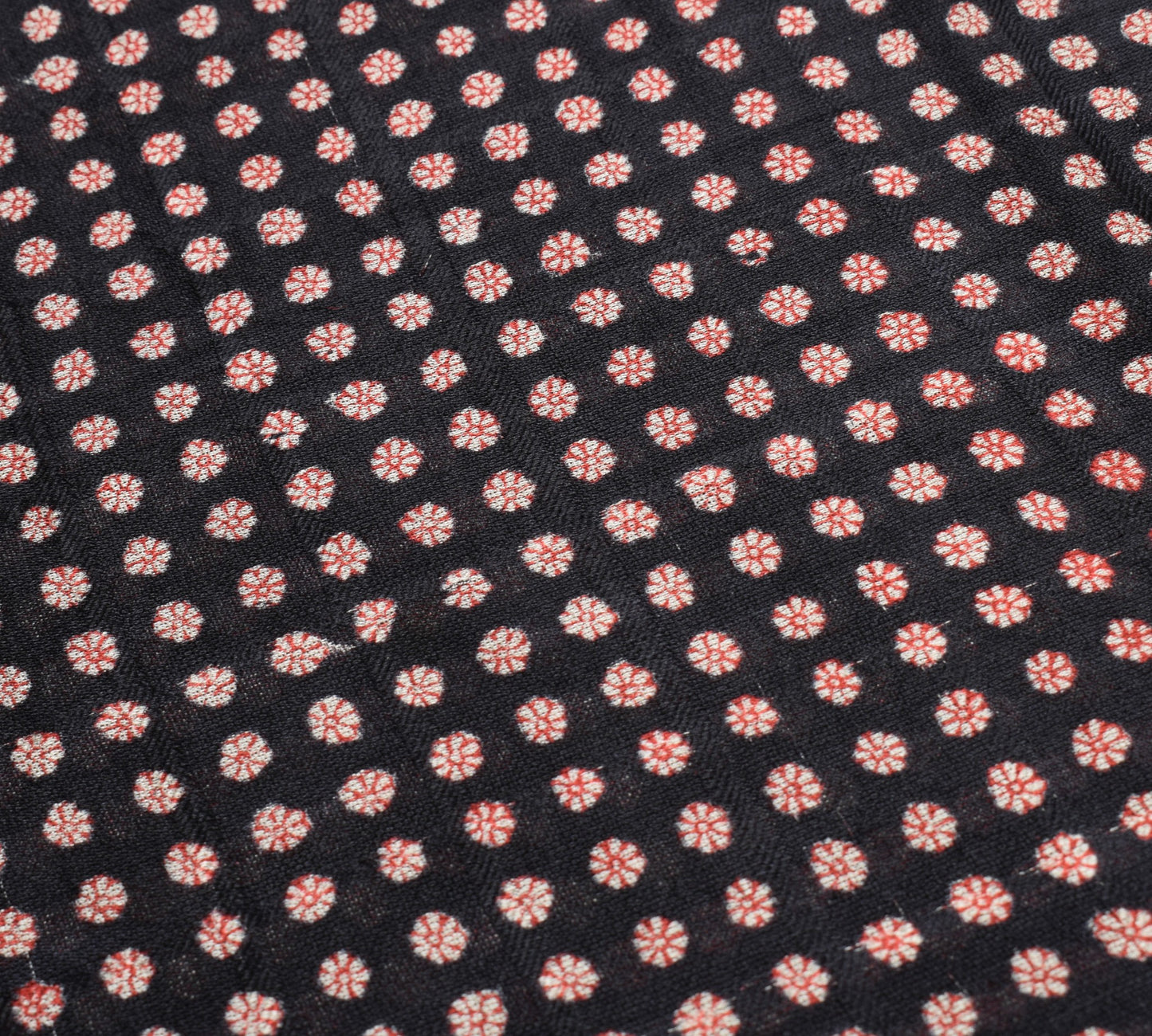 Sushila Vintage Black Red Saree Pure Silk Hand Block Floral Soft Craft Fabric