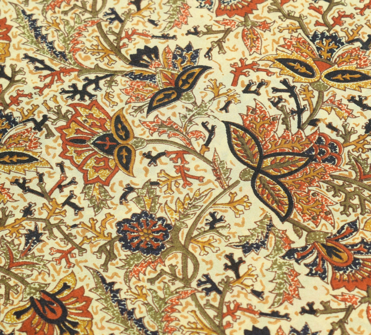 Sushila Vintage Cream Saree Floral 100% Pure Silk Printed Soft Craft Fabric