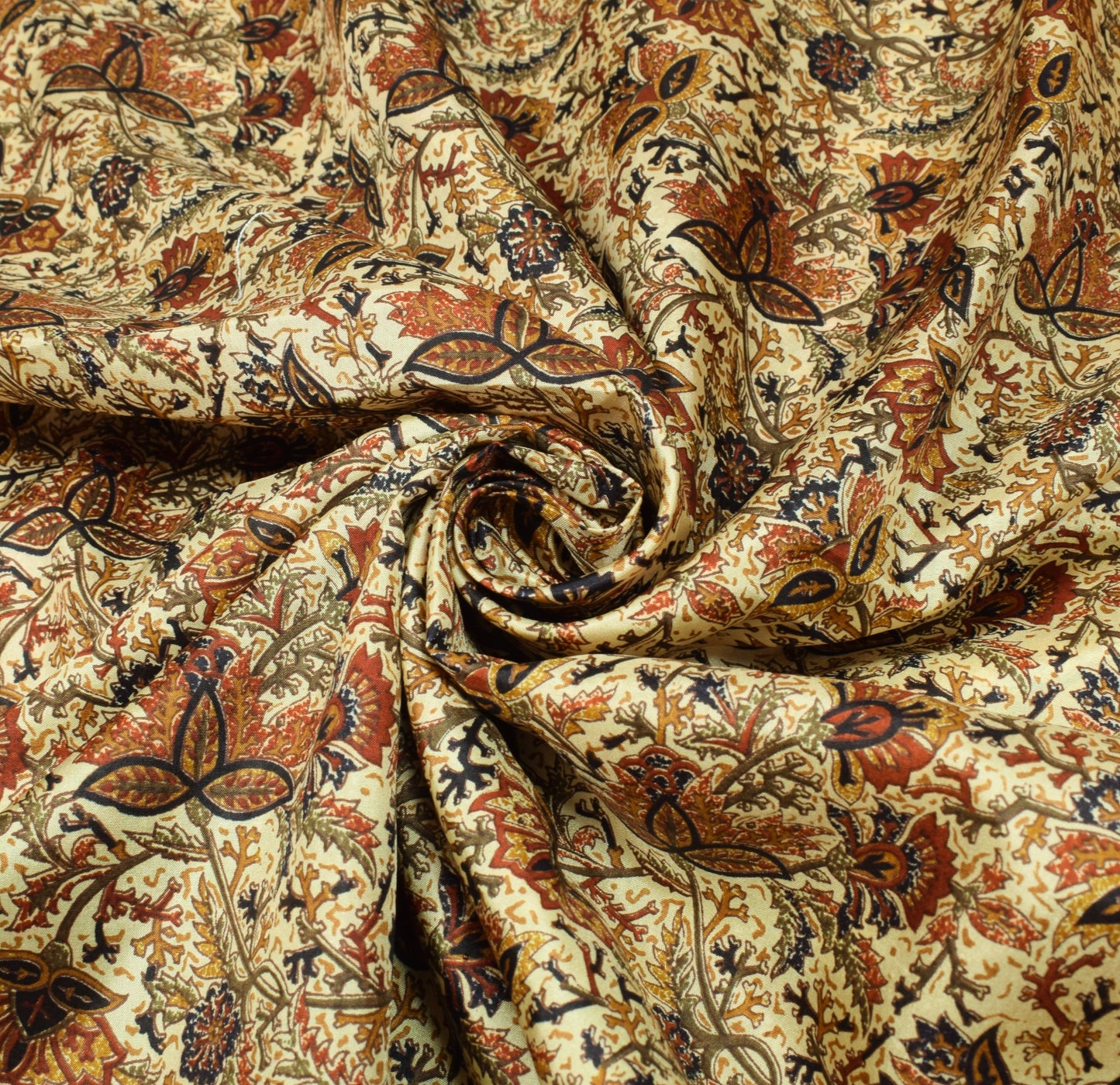 Sushila Vintage Cream Saree Floral 100% Pure Silk Printed Soft Craft Fabric