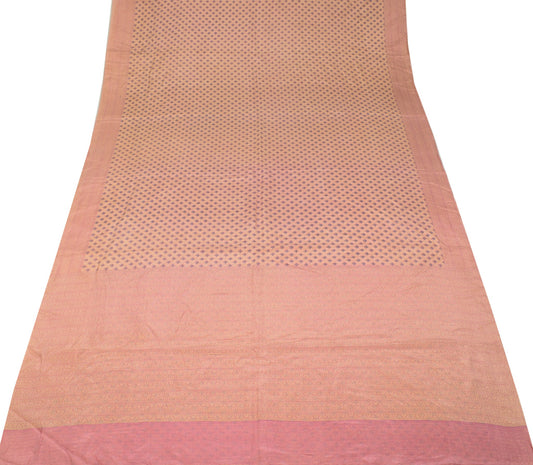 Sushila Vintage Mauve Saree 100% Pure Silk Printed Geomantic Soft Craft Fabric