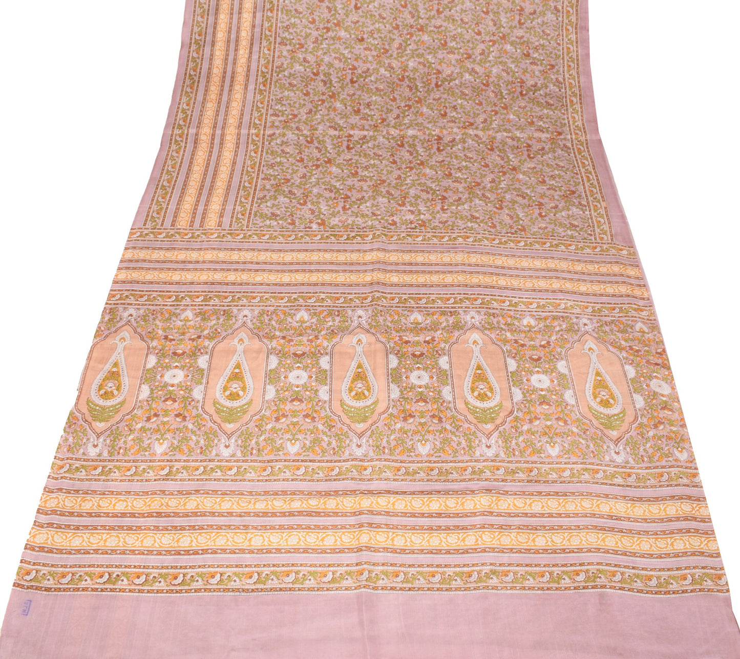 Sushila Vintage Floral Mauve Saree 100% Pure Silk Printed Soft Craft Fabric