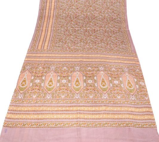 Sushila Vintage Floral Mauve Saree 100% Pure Silk Printed Soft Craft Fabric