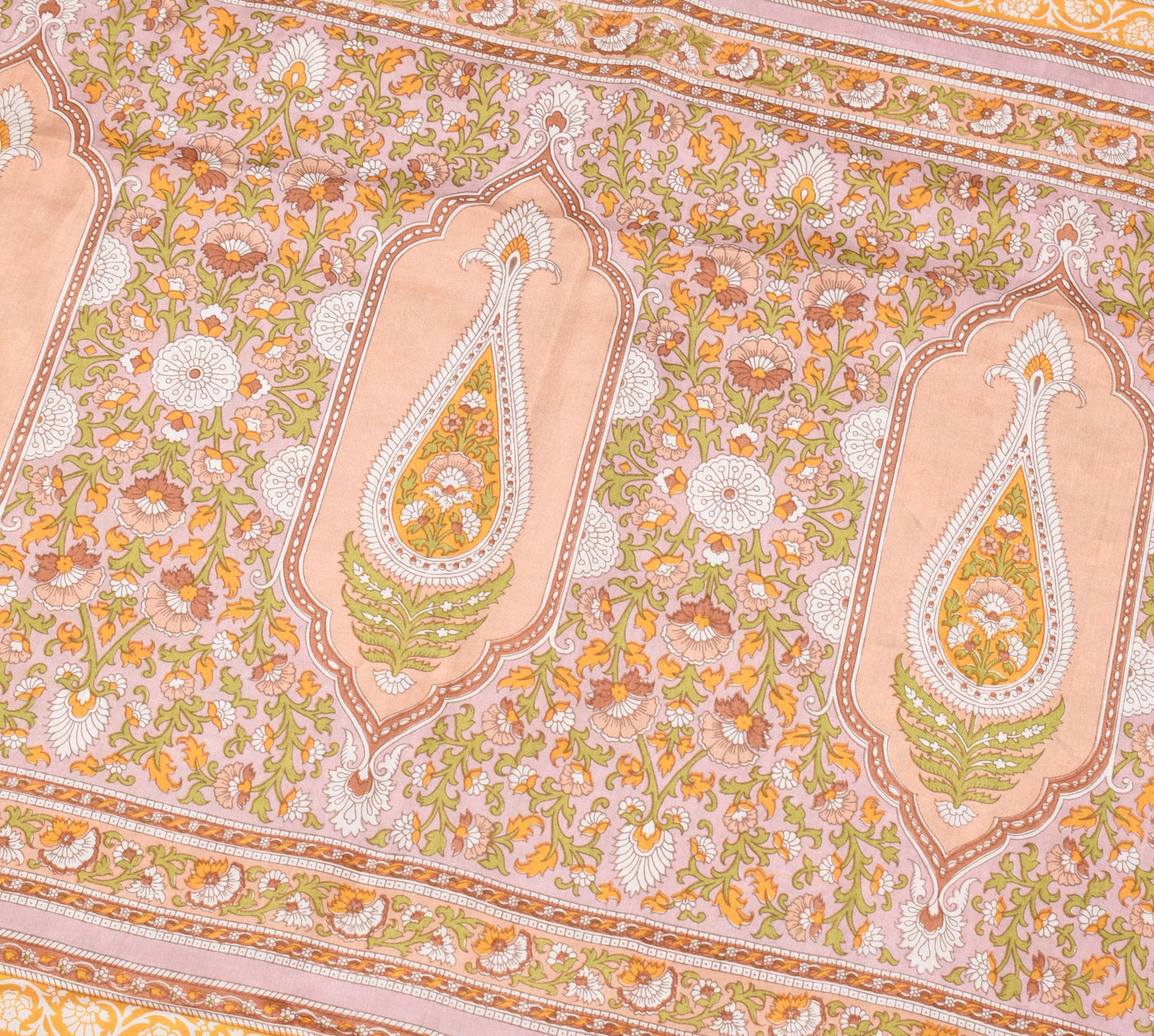 Sushila Vintage Floral Mauve Saree 100% Pure Silk Printed Soft Craft Fabric