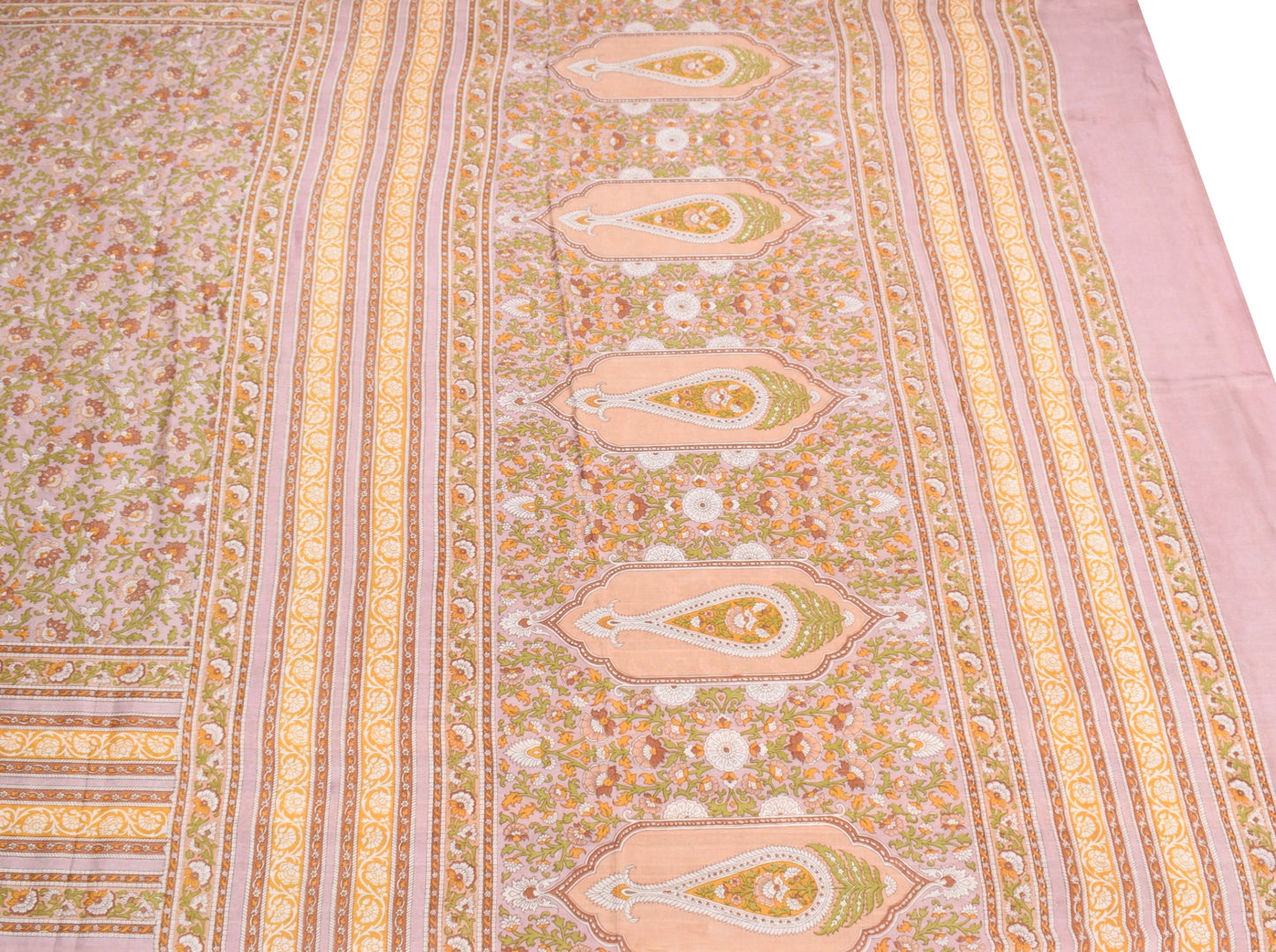 Sushila Vintage Floral Mauve Saree 100% Pure Silk Printed Soft Craft Fabric
