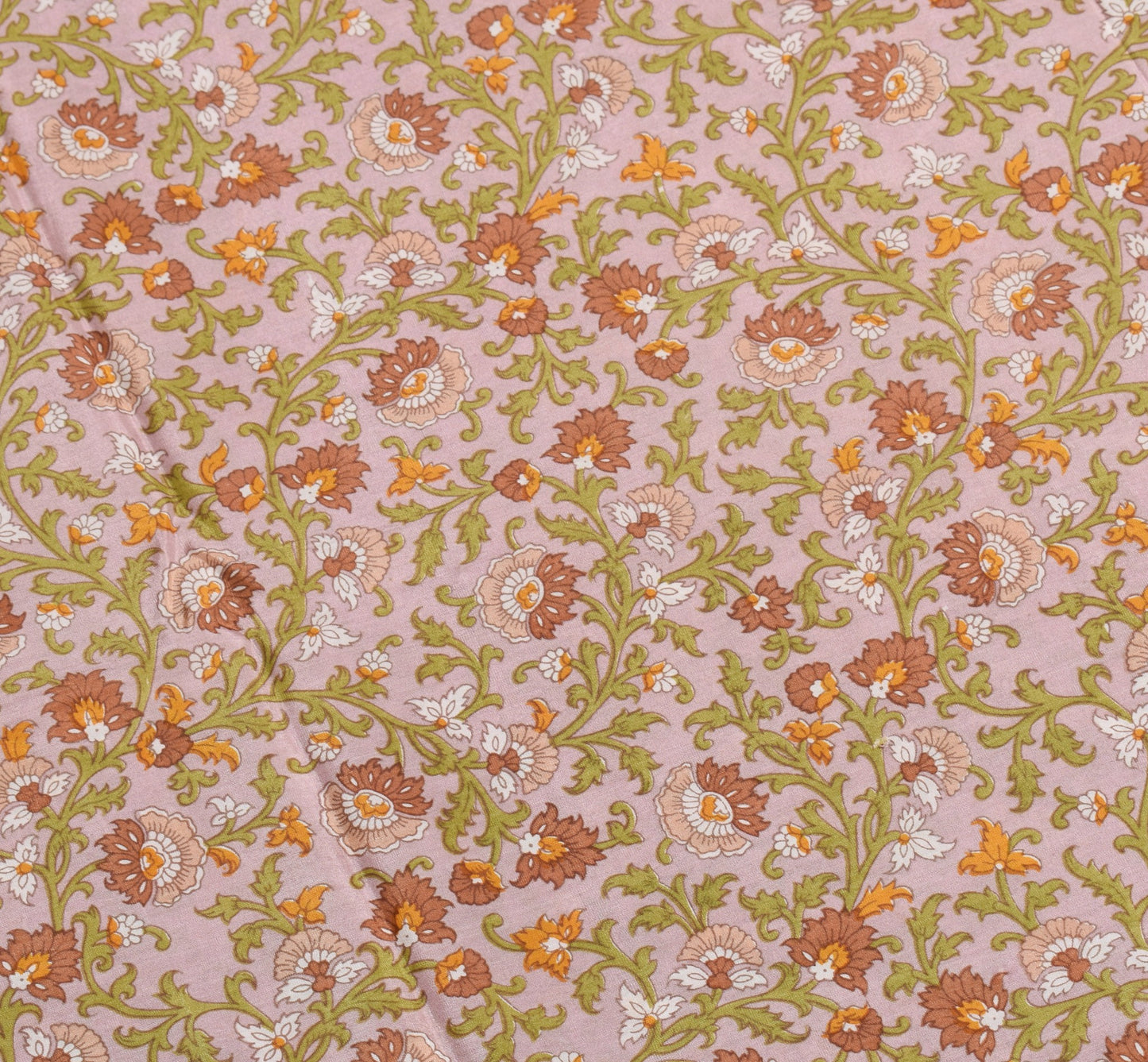 Sushila Vintage Floral Mauve Saree 100% Pure Silk Printed Soft Craft Fabric