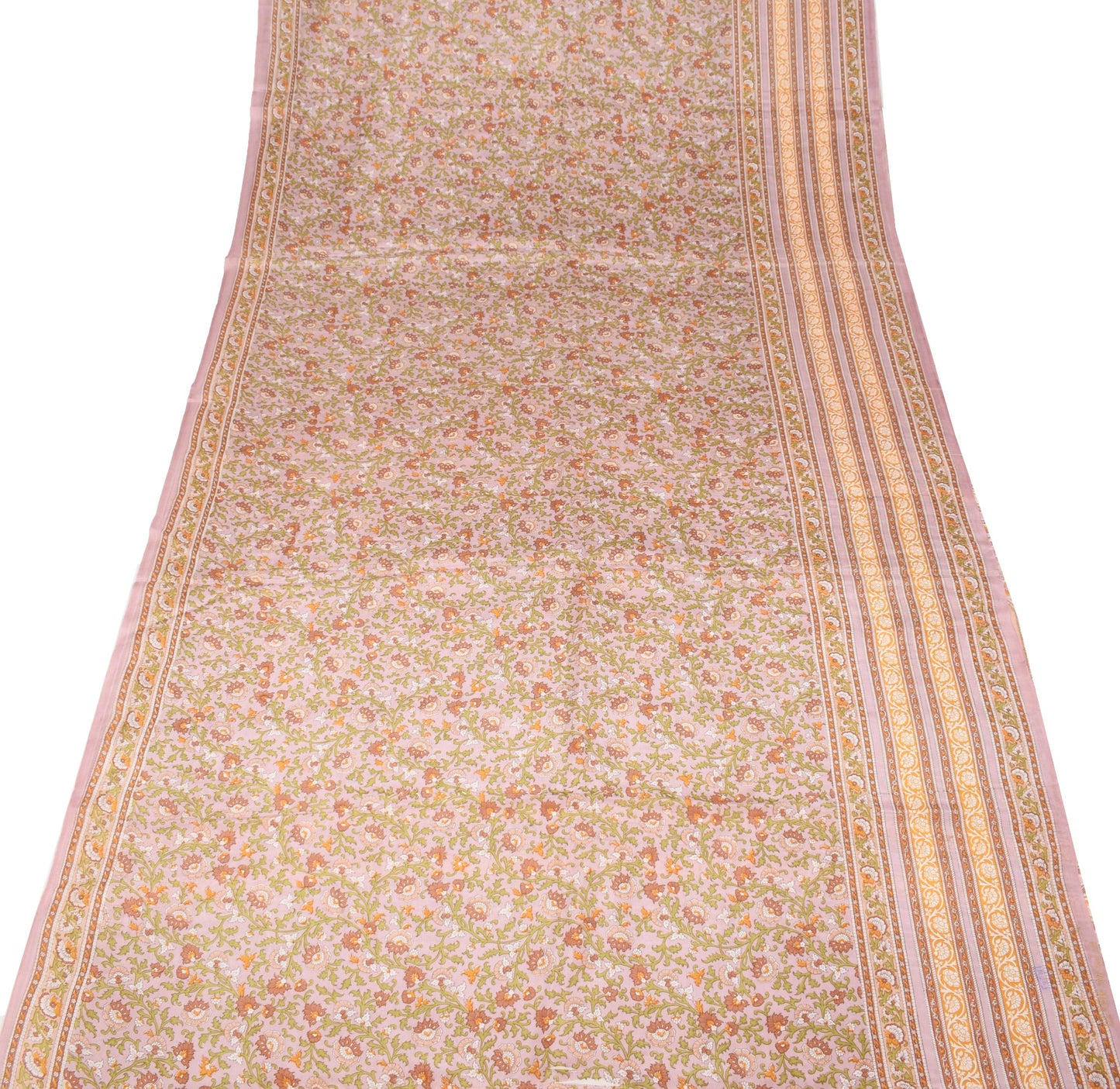 Sushila Vintage Floral Mauve Saree 100% Pure Silk Printed Soft Craft Fabric