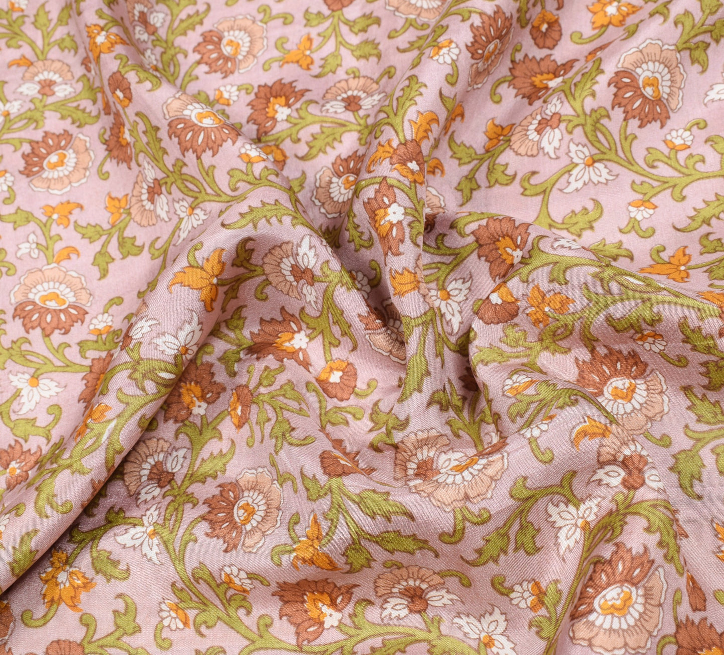 Sushila Vintage Floral Mauve Saree 100% Pure Silk Printed Soft Craft Fabric