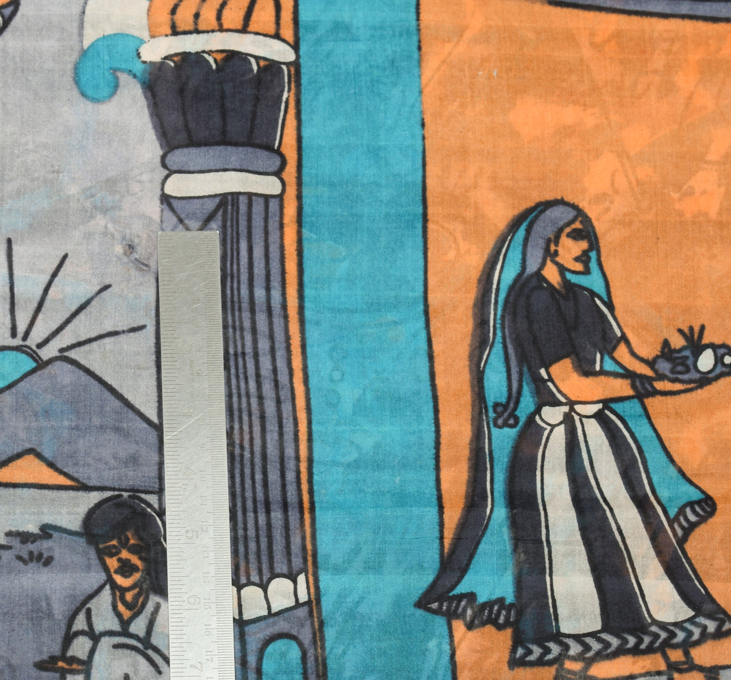 Sushila Vintage Antique Print Gray Saree 100% Pure Silk Indian Sari Craft Fabric