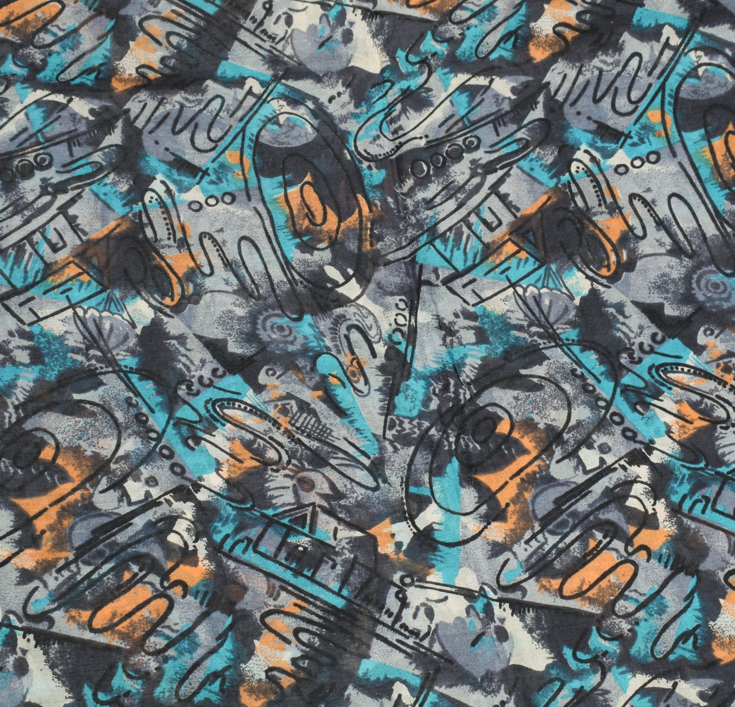 Sushila Vintage Antique Print Gray Saree 100% Pure Silk Indian Sari Craft Fabric