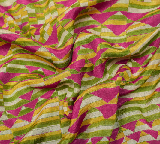 Sushila Vintage 100% Pure Silk Saree Printed Multi-Color Soft Craft Fabric