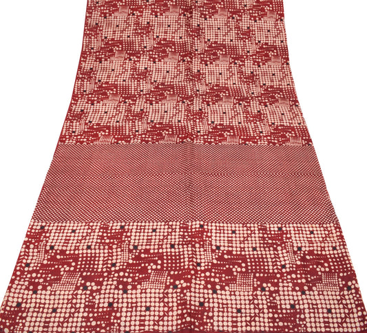 Sushila Vintage Maroon Polka Dot Saree 100% Pure Silk Printed Soft Craft Fabric