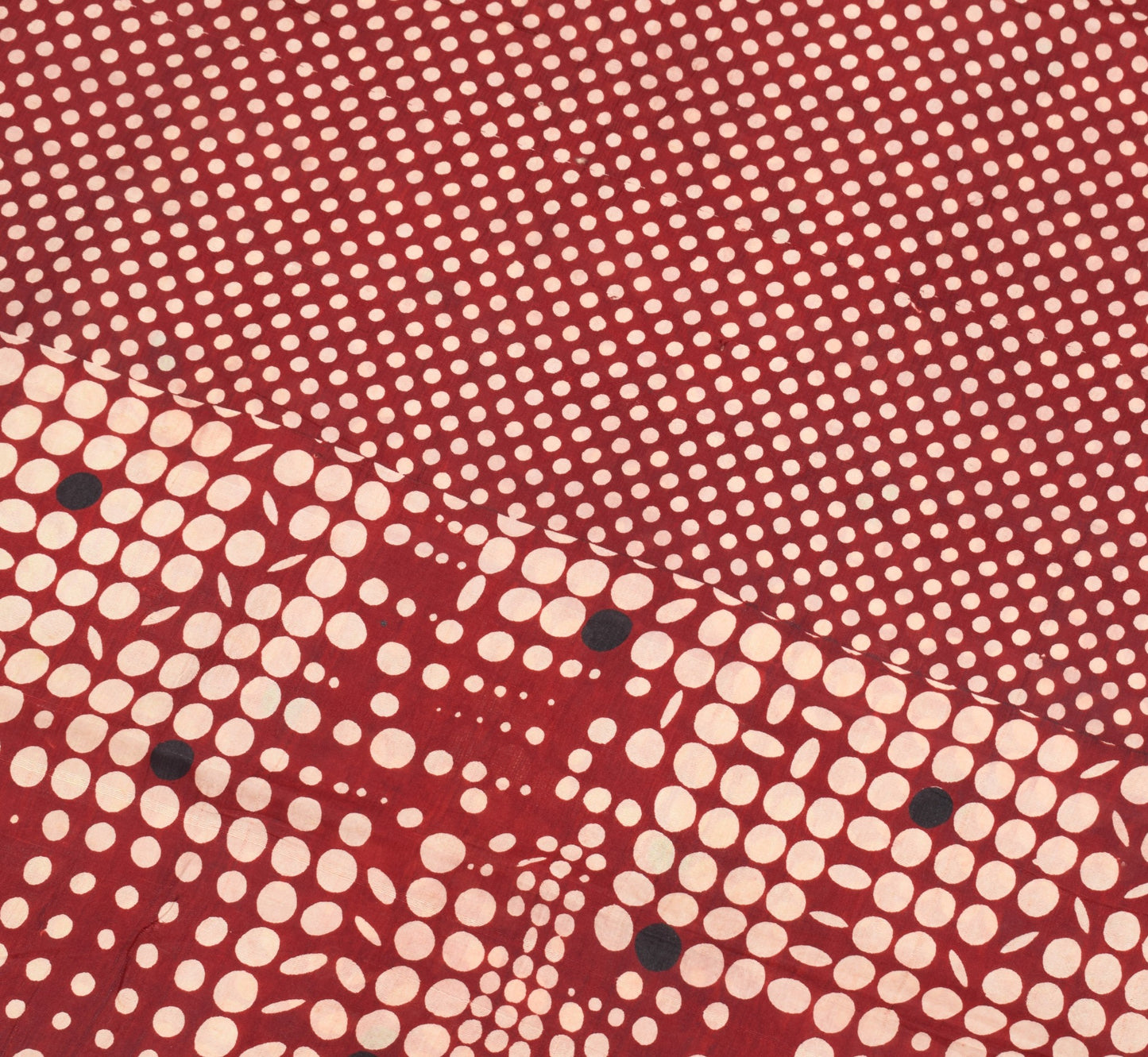 Sushila Vintage Maroon Polka Dot Saree 100% Pure Silk Printed Soft Craft Fabric